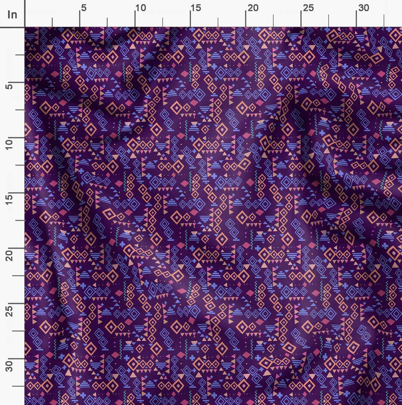 Soimoi Moss Georgette Purple Fabric by The Yard - 42 Inch Wide Diamond Geometric Print Chiffon Material for Dresses, Curtains & Home Decor | Elegant Floral Design Lightweight Drapery Fabric for Sewing, DIY Crafts & Upholstery Projects