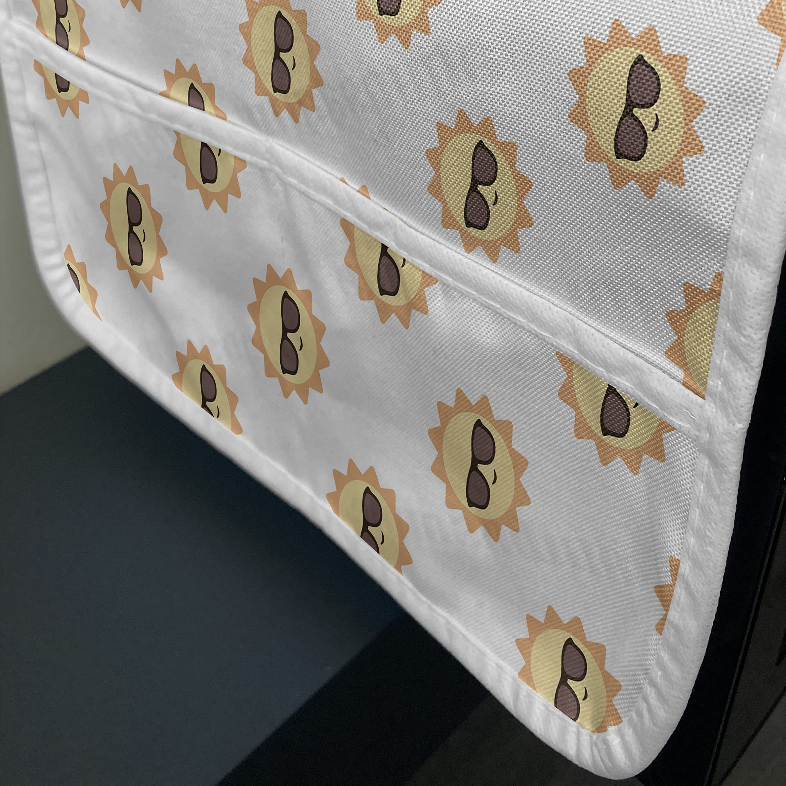 Ambesonne Summer Microwave Cover - Cartoon Suns with Sunglasses Waterproof Kitchen Organizer with Pockets, 36