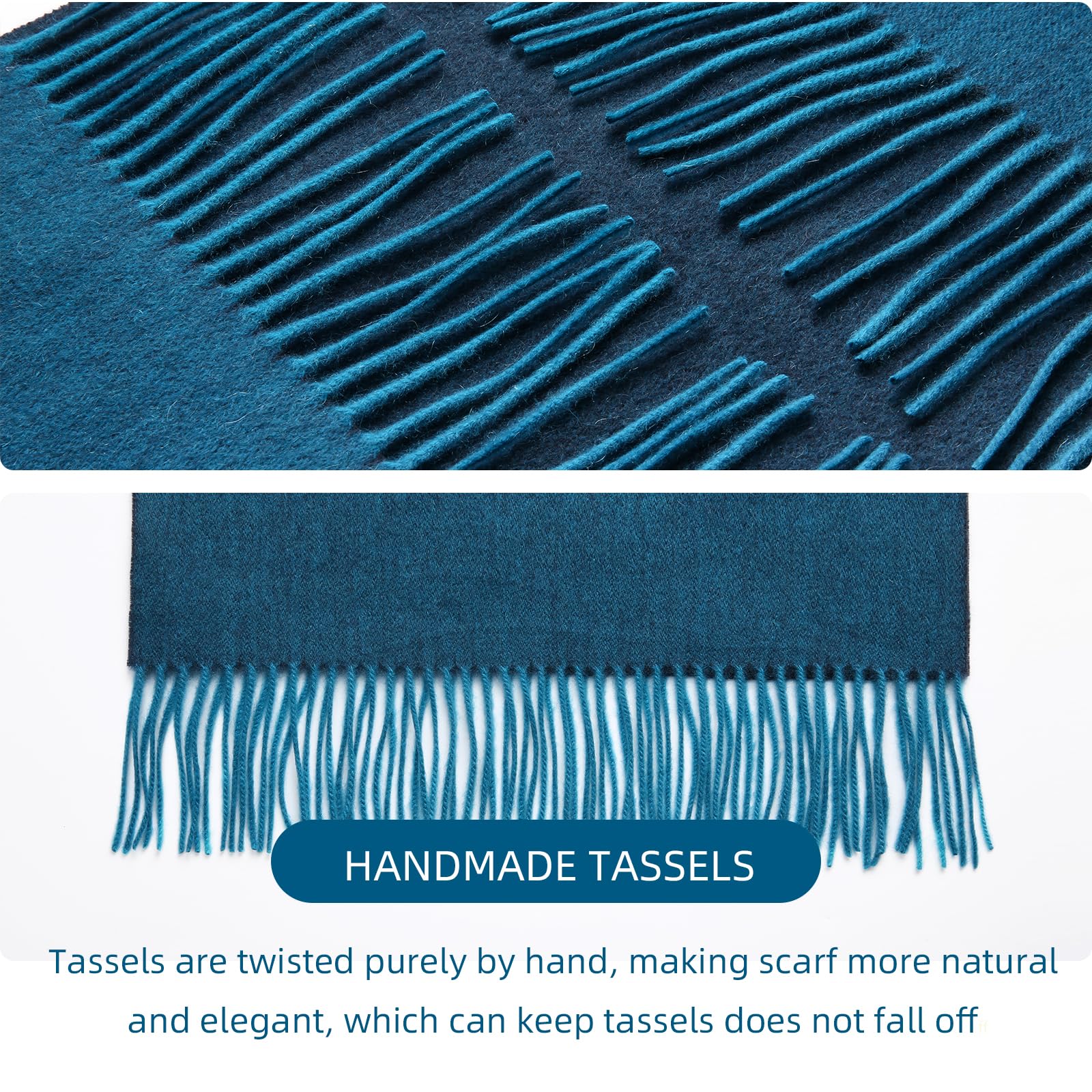 Luxury HOTDAY Cashmere Scarf for Women & Men - Soft Winter Warm Shawl with Double-Sided Solid Color & Water Wave Pattern - Perfect for Cold Weather, Office, Travel & Gift Giving