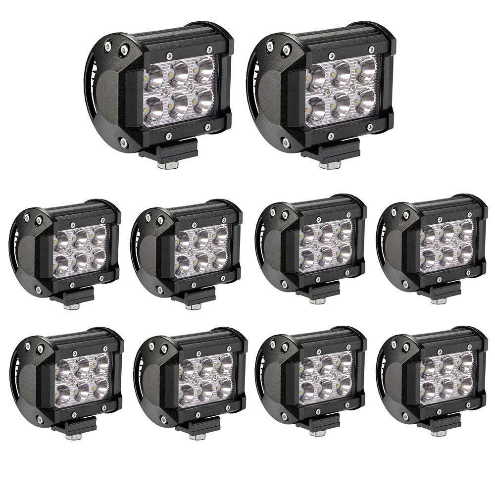 Northpole Light 10x18W LED Light Bar Pods - Off-Road Spot & Fog Lights with Mounting Bracket for Trucks, SUVs, Jeeps, ATVs | Waterproof Driving Lights for Night Adventures, Camping & Trail Exploration