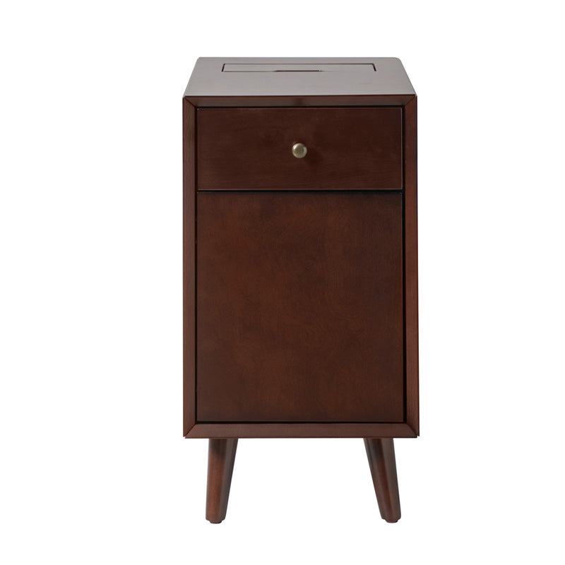 Vira End Table with Storage & Built-in Outlets - Modern Side Table with USB Charging Ports & Power Outlets for Living Room, Bedroom, Office - Perfect Nightstand or Sofa Side Table