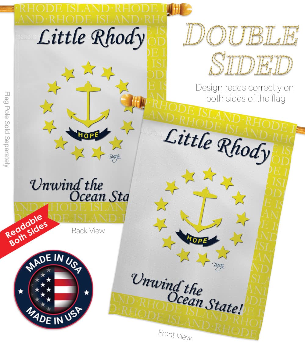 Rhode Island Americana House Flag Set 28x40