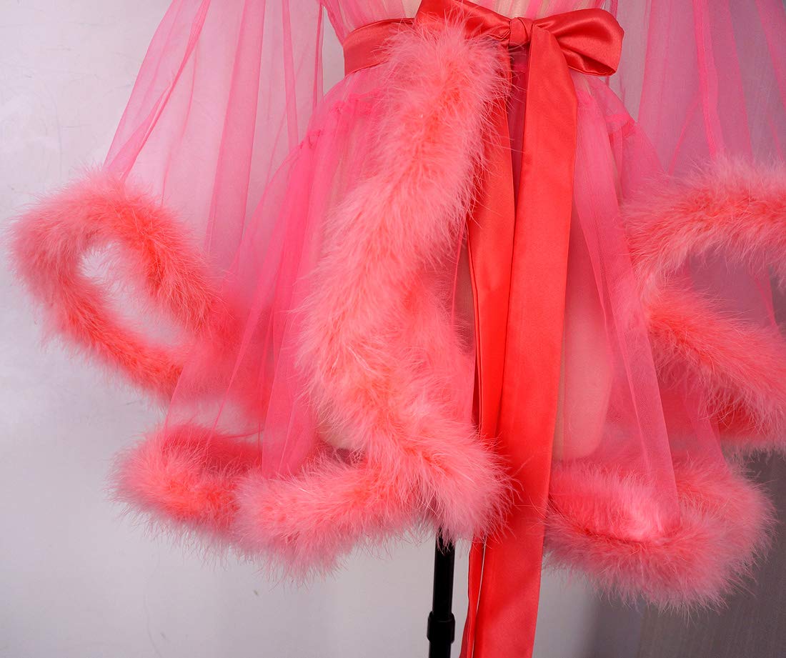 Sexy Feather Bridal Robe - Marabou Tulle Illusion Long Wedding Scarf - Custom Made Lingerie for Bridal Shower, Honeymoon & Boudoir Photography