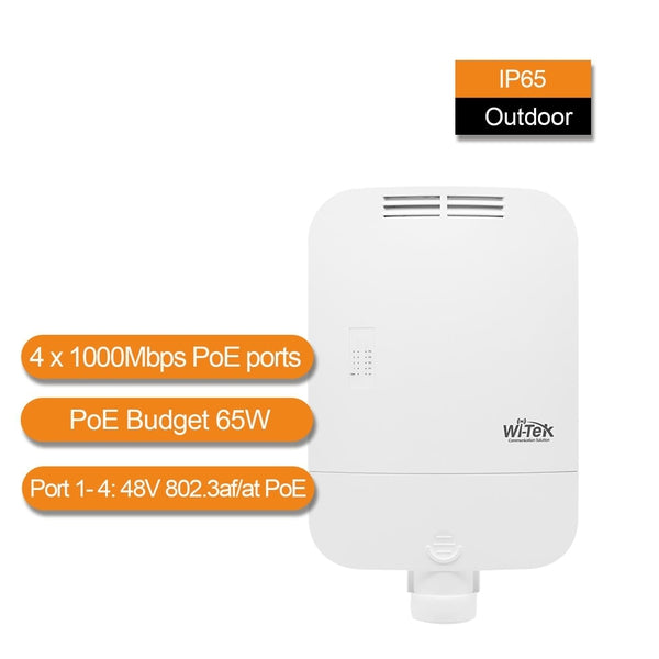 Wi Tek 4GE(PoE)+1GE+1SFP Gigabit Outdoor PoE Switch (WI PS306GF) - Weatherproof Industrial Network Switch for Outdoor Security Cameras, Wireless APs & IoT Devices