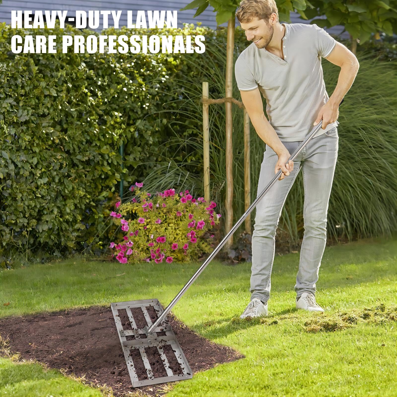 GARVEE 30x10 Heavy Duty Steel Lawn Leveling Rake with 180° Flexible Rotation - Topdressing Spreader Tool for Backyard, Garden, Golf Course, Farm & Pasture | Perfect for Landscaping, Soil Leveling & Lawn Maintenance