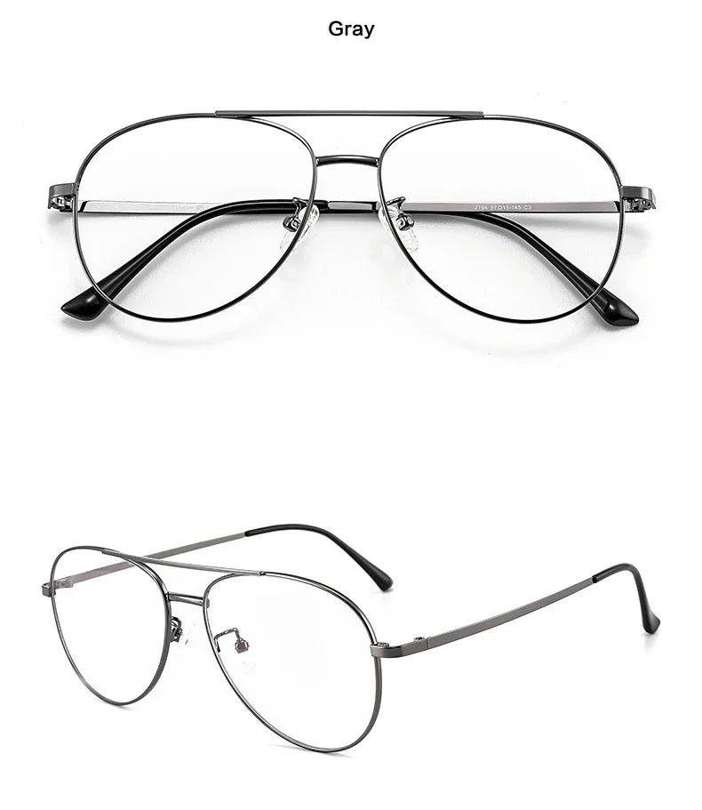 Aror Men's Full Rim Oval Double Bridge Titanium Eyeglasses 42194 - Lightweight & Durable Titanium Frame for Reading, Work, and Everyday Use