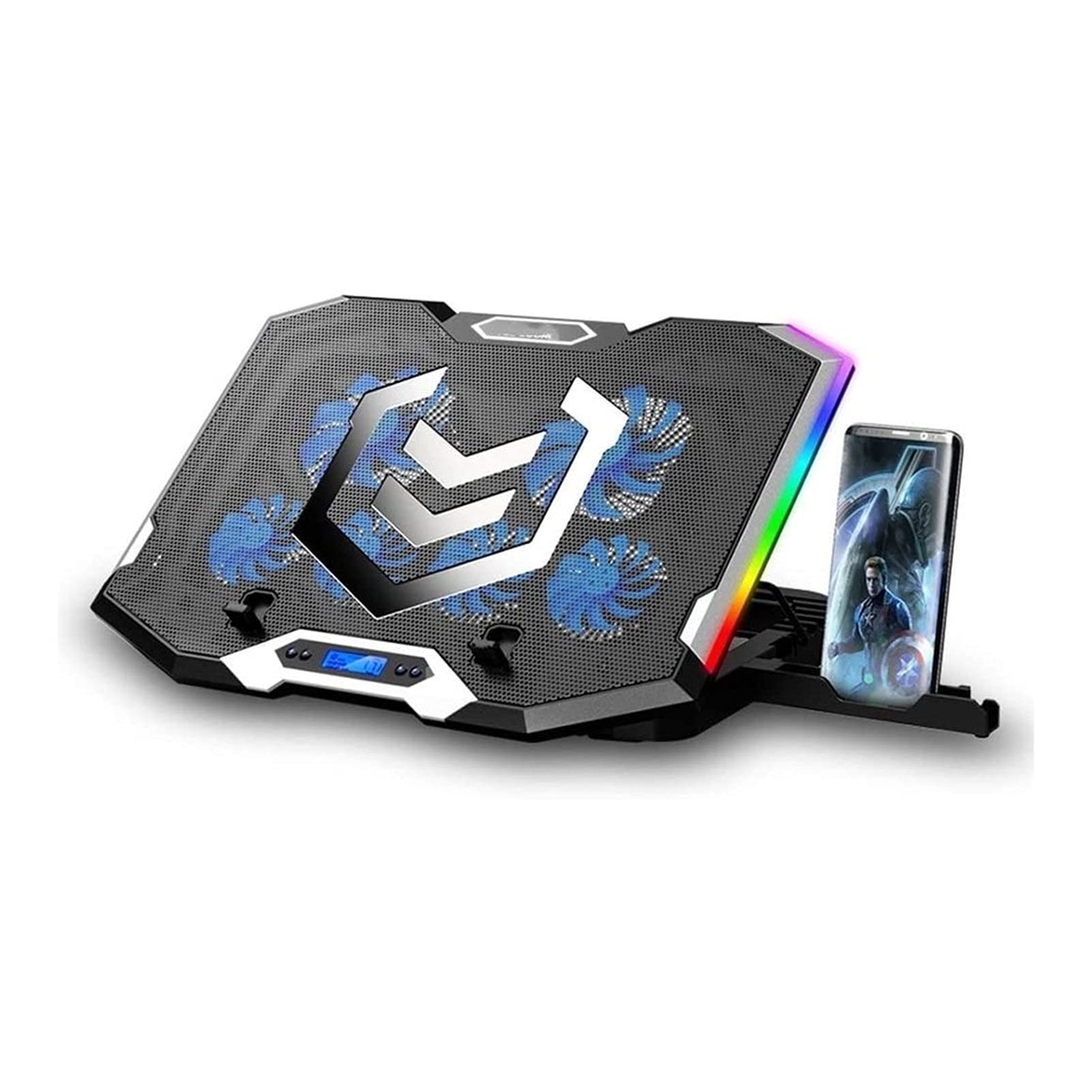 RGB Gaming Laptop Cooling Pad with 6 Quiet Fans & Touch Control - USB-Powered Cooler for 15.6-17 Inch Laptops | Perfect for Gaming, Office Work & Long Computing Sessions
