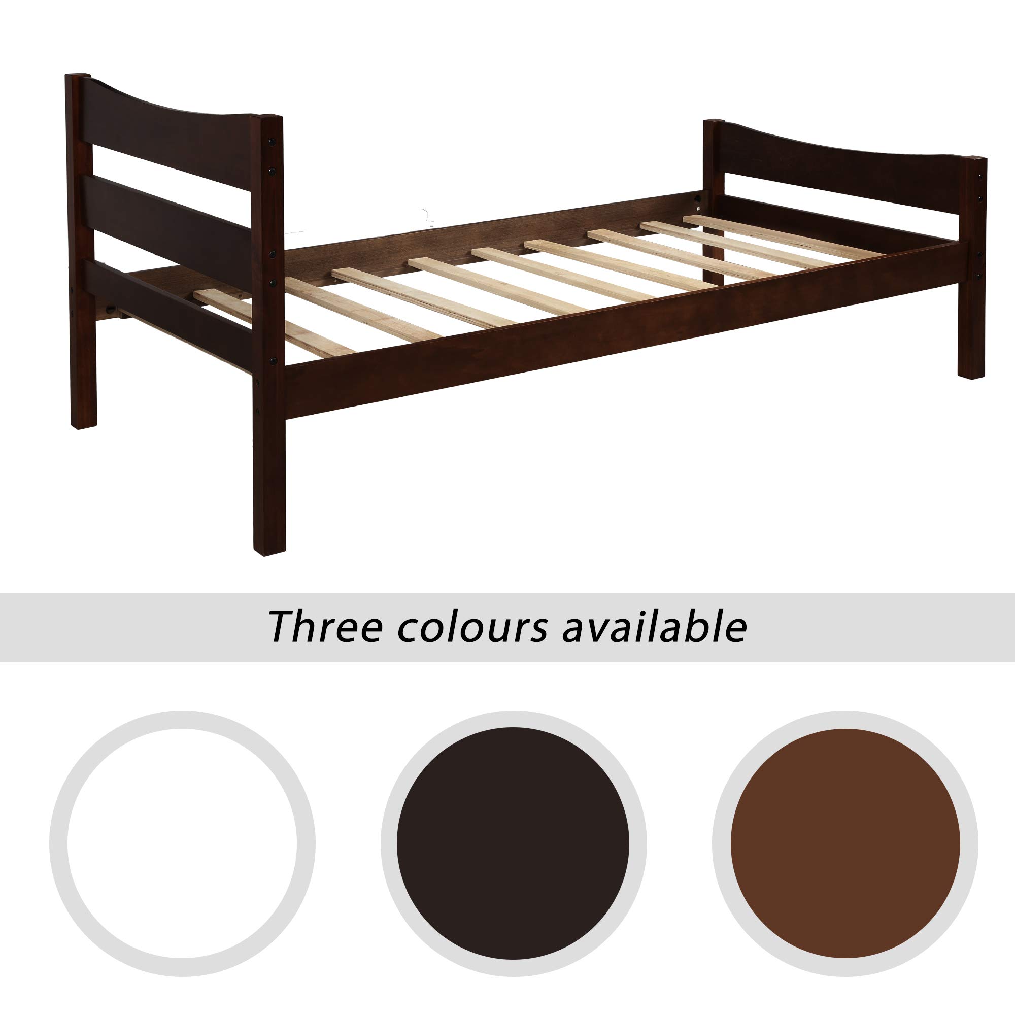Twin Size Wooden Bed Frame with Headboard and Footboard - No Box Spring Needed - Espresso Finish - Perfect for Kids Room, Guest Bedroom & Small Spaces