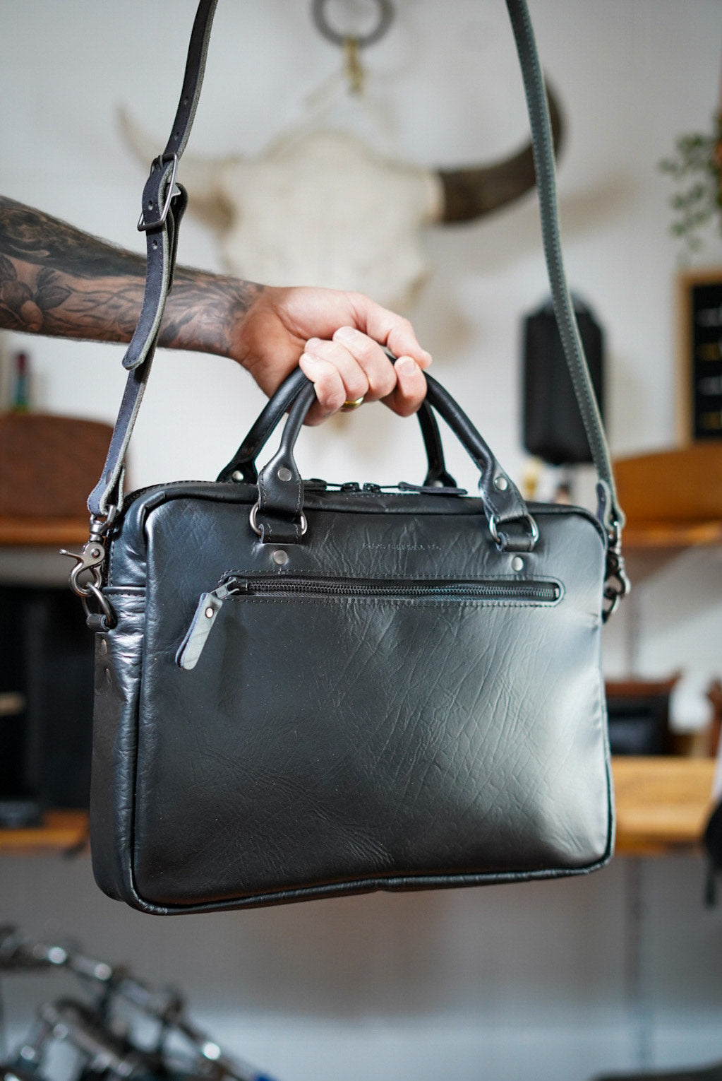 Premium Steerhide Black Work Bag - Durable & Stylish Laptop Briefcase for Professionals - Perfect for Office, Business Travel & Daily Commute