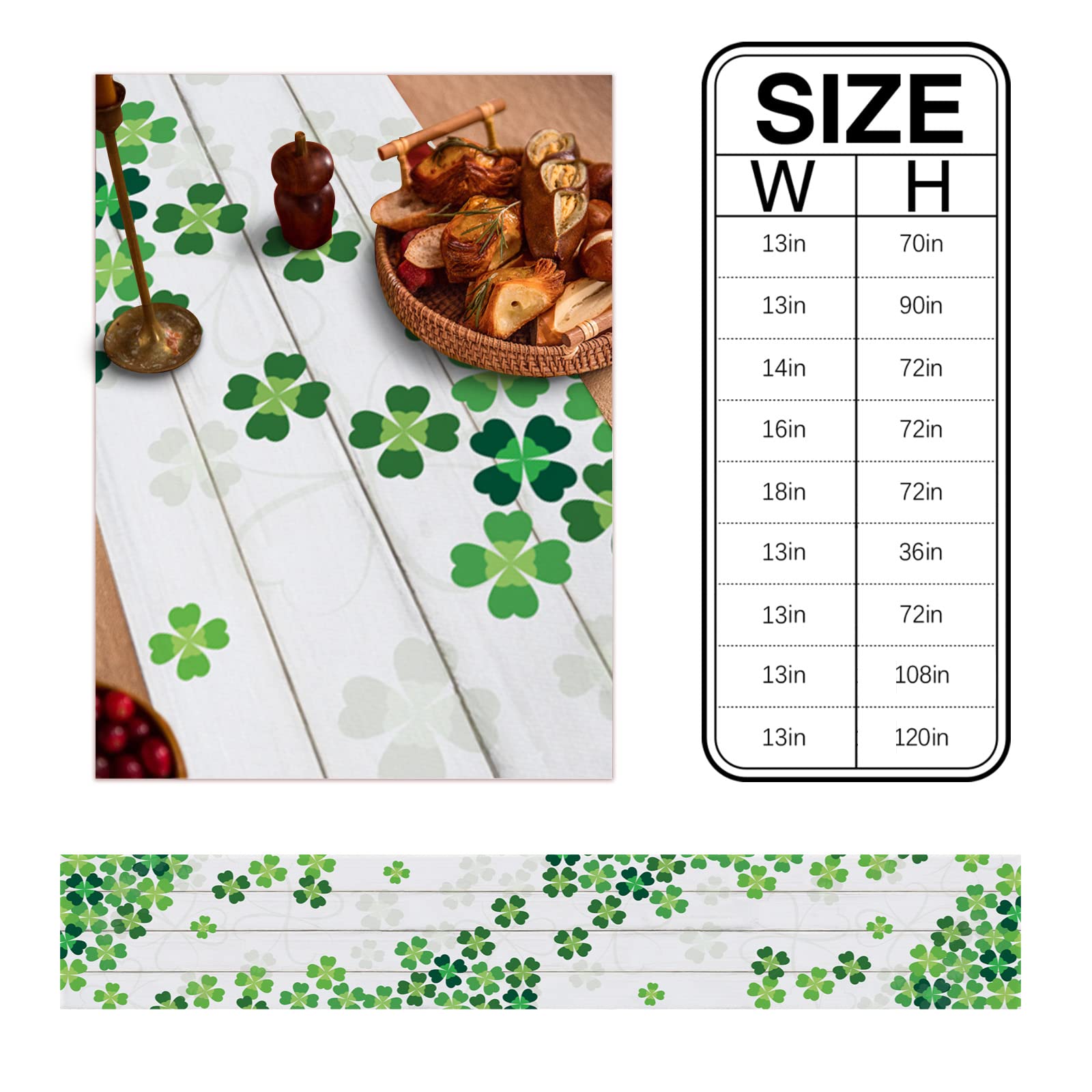 36 Inch St. Patrick's Day Table Runner - Shamrock Clover Design for Kitchen, Dining & Coffee Tables - Perfect for Party Decor & Home Celebration (13x36 Inches) | Great for St. Patrick's Day Parties, Irish Themed Events & Festive Home Decorations
