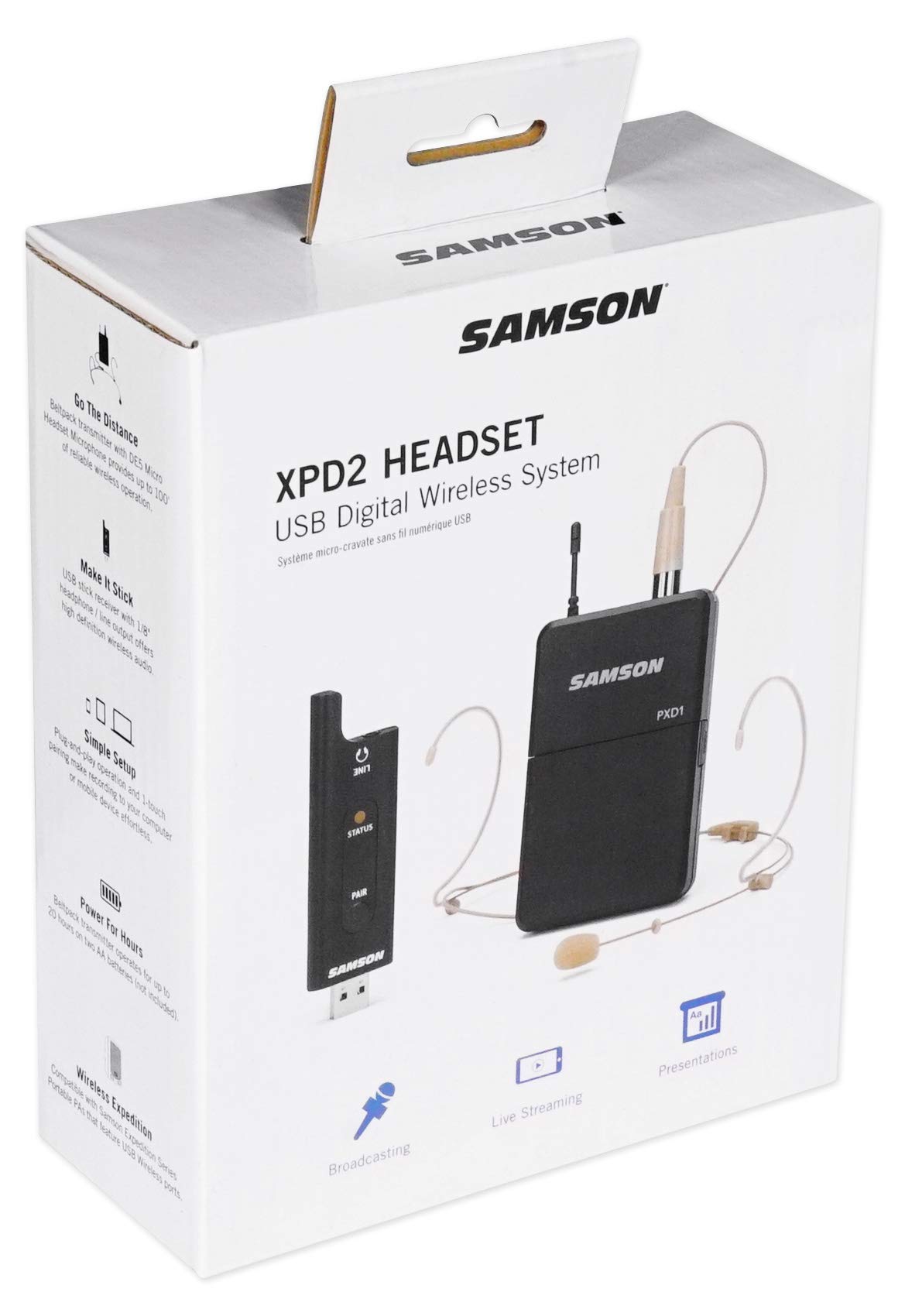 Samson XPD2 USB Digital Wireless Headset System (SWXPD2BDE5) - Black | Professional Studio & Live Performance Headset for Musicians, Podcasters & Gamers