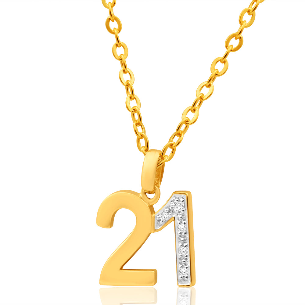9ct Yellow Gold 21 Diamond Pendant Necklace for Women - Elegant Jewelry Gift for Anniversary, Birthday & Special Occasions