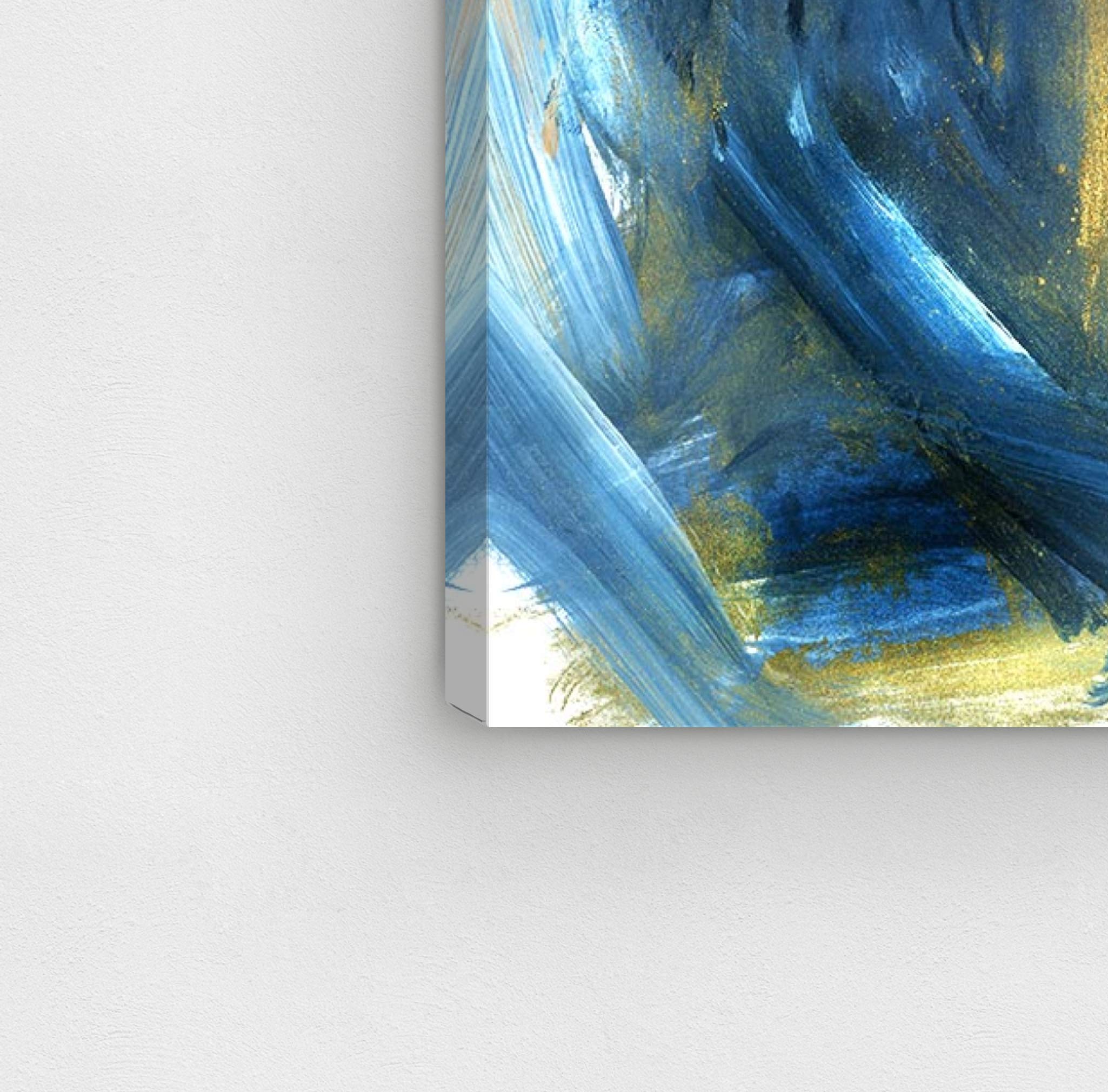 Oliver Gal Artist Co. Abstract Wall Art Canvas Print 'Depths' - 24x24 Inch Blue & Gold Modern Home Decor - Perfect for Living Room, Bedroom or Office Wall Art