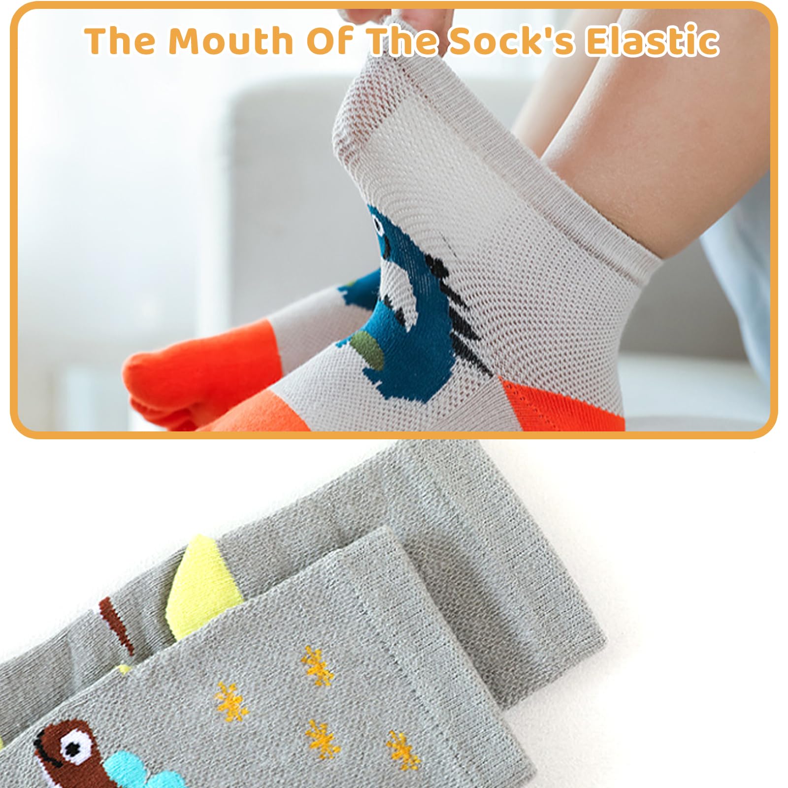 Haokaini 5 Pairs Kids Toe Socks for Boys & Girls (1-10 Years) - Soft Cotton Five Finger Socks with Cute Cartoon Animal Patterns, Breathable & Warm Crew Ankle Socks - Perfect for School, Playtime & Winter Activities