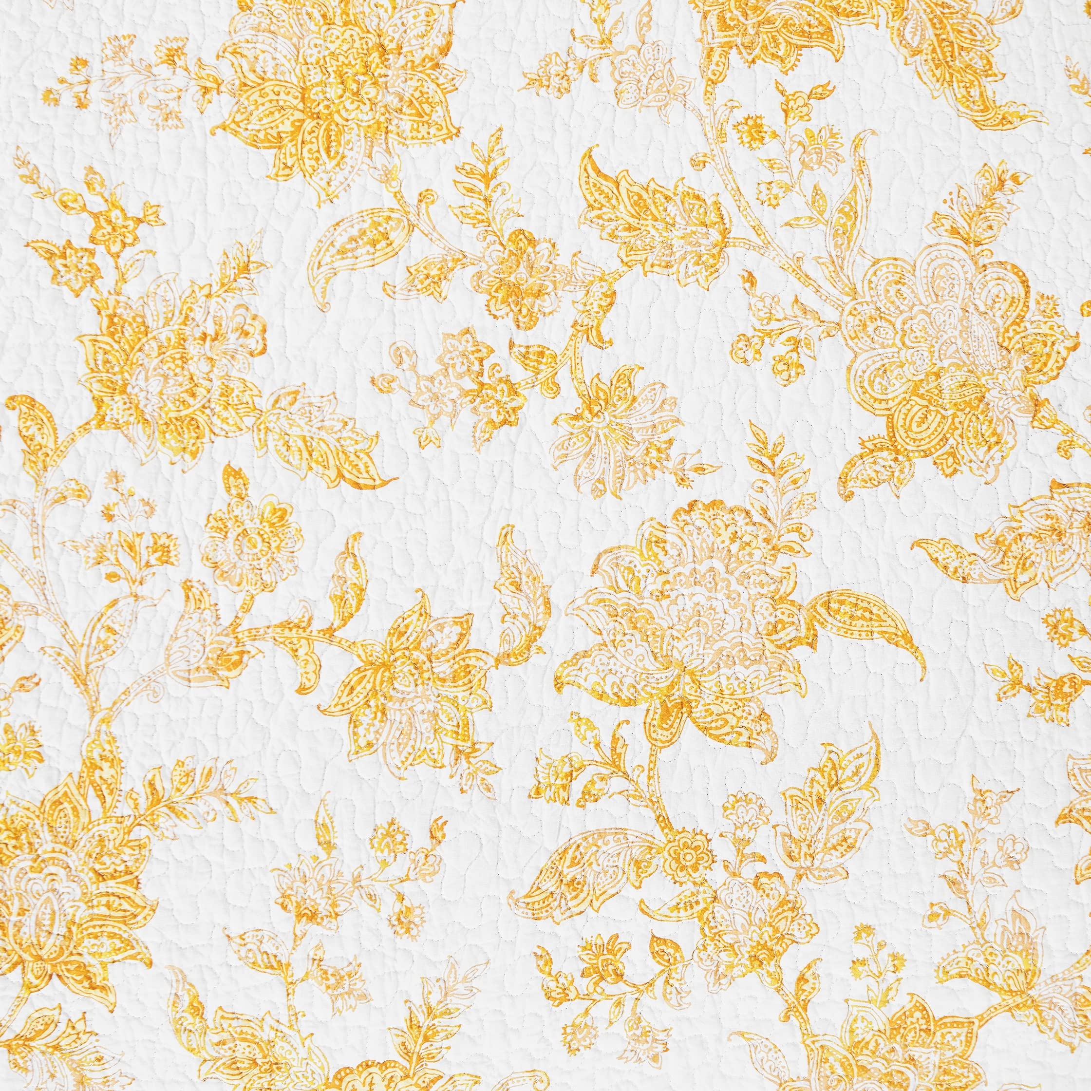 C&F Home Miriam Ochre Full/Queen 3-Piece Reversible Quilt Set with 2 Standard Shams - Yellow & White Toile Floral Pattern Reverses to Stripes - Elegant Bedding for Master Bedroom or Guest Room