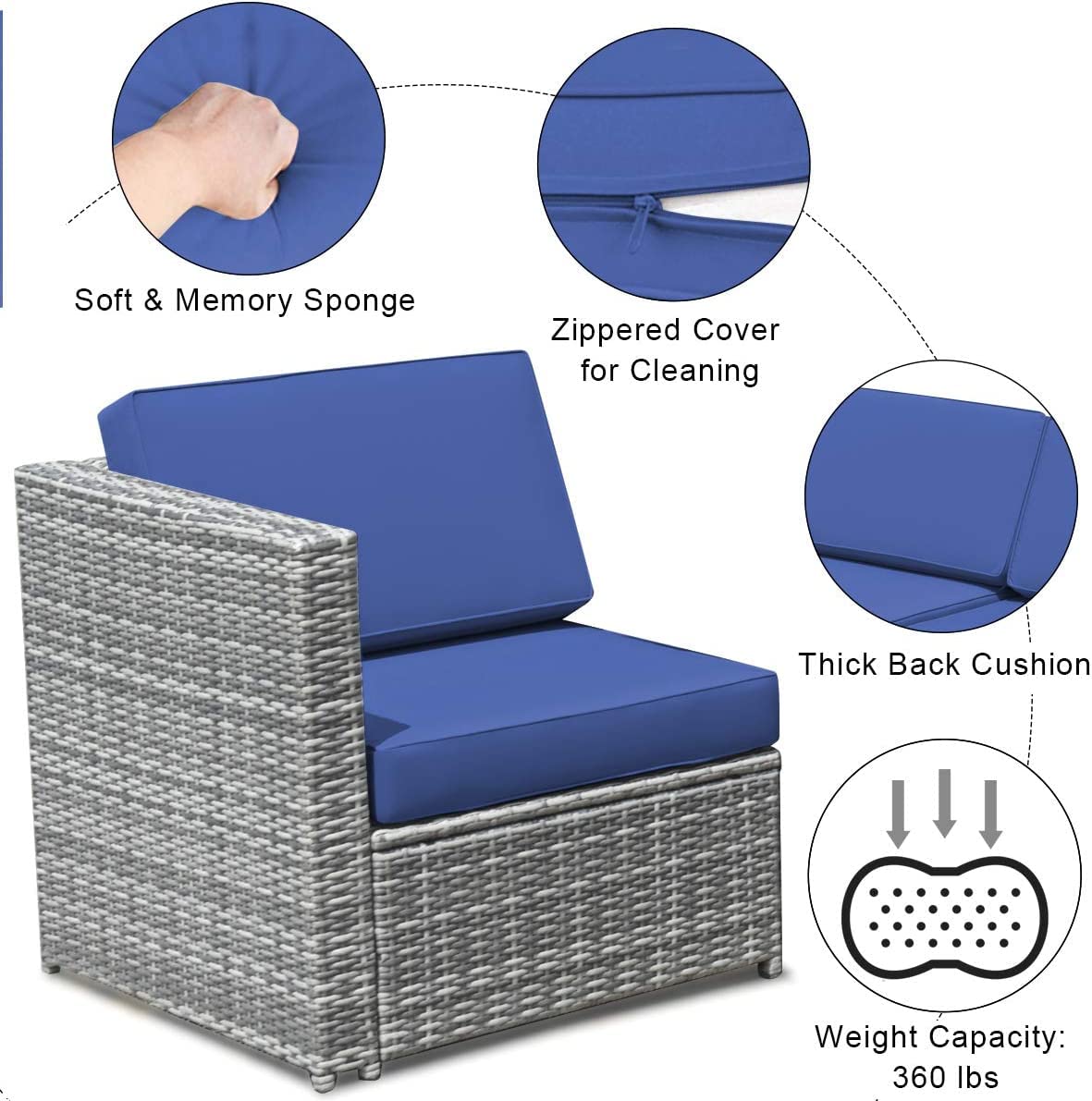 8-Piece Outdoor Patio Furniture Set - PE Rattan Conversation Sofa with Coffee Table, Cushions & Storage Box - Durable Wicker Sectional Set for Garden, Backyard, Poolside & Outdoor Entertaining