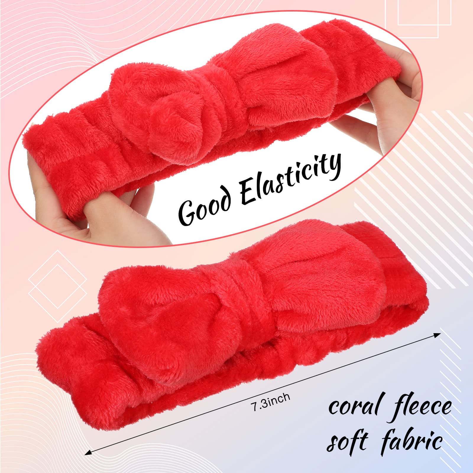 Jexine 24 Pack Soft Plush Spa Headbands for Women - Fluffy Bow Hair Bands for Face Washing, Makeup, Shower & Skincare - Bulk Set for Salon, Spa & Home Use