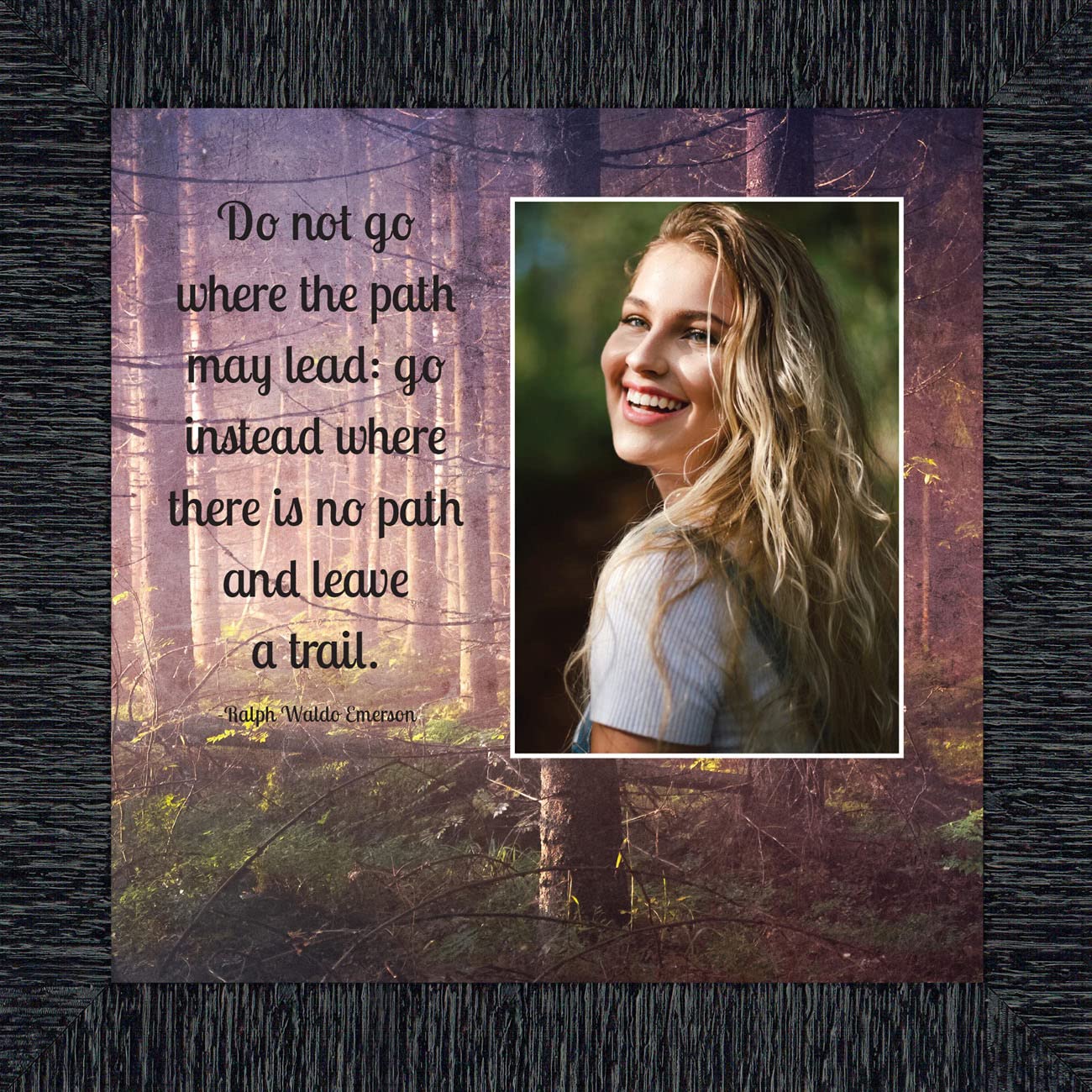 Inspirational Wall Art Decor - Emerson 'Do Not Go Where The Path May Lead' Framed Quote Print - Motivational Office Decor, Graduation Gifts for Men & Boys - Perfect for Home Office, Study Room & Dorm Decor