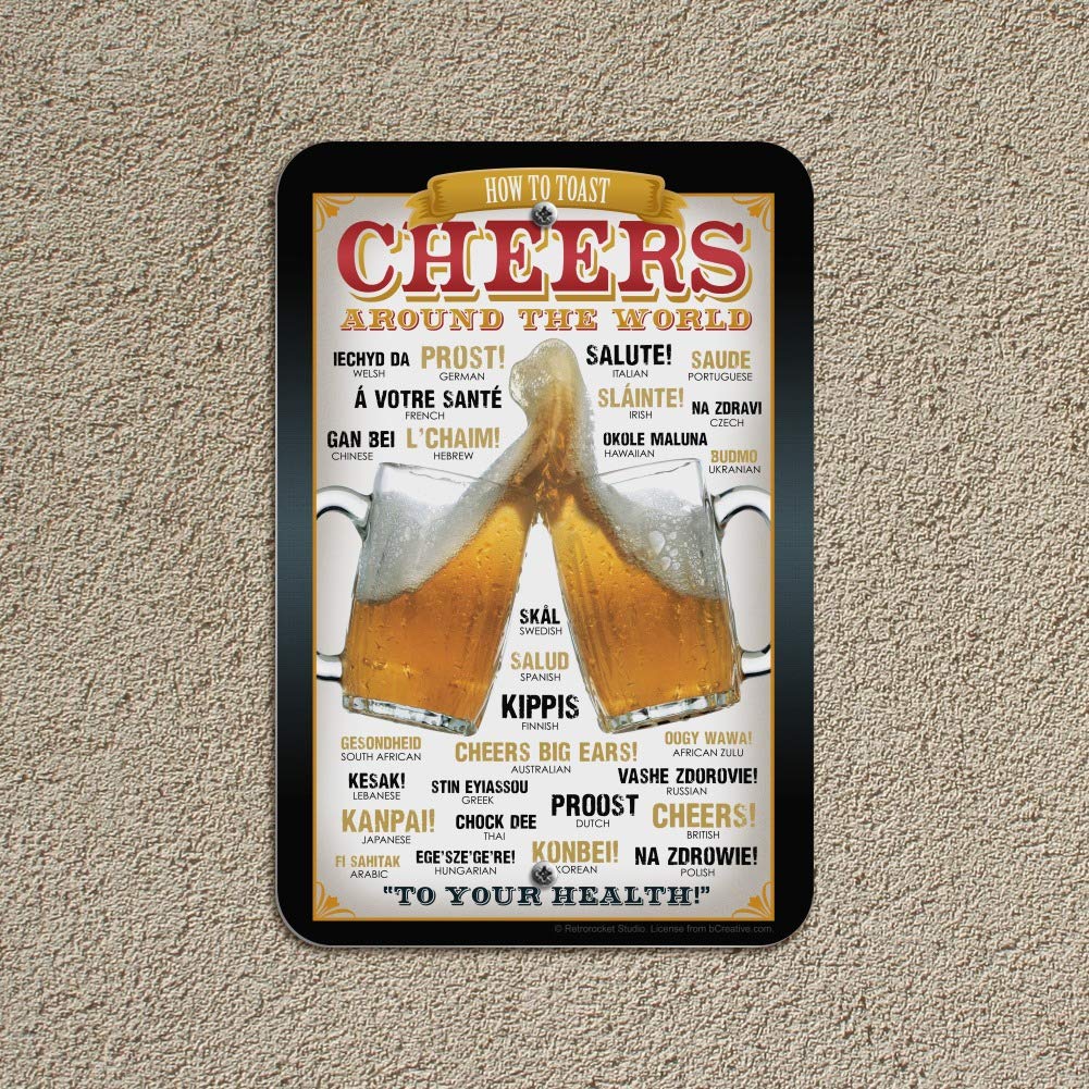 GRAPHICS & MORE Cheers Around The World Guide - Home & Office Decor Sign for Toasting Celebrations - Perfect for Parties, Weddings & Business Events