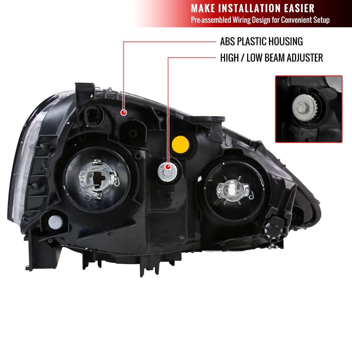 2002-2004 JDM Replacement Clear Headlights & Driving Lamps Set (Left+Right) - Perfect for Night Driving & Car Restoration Projects