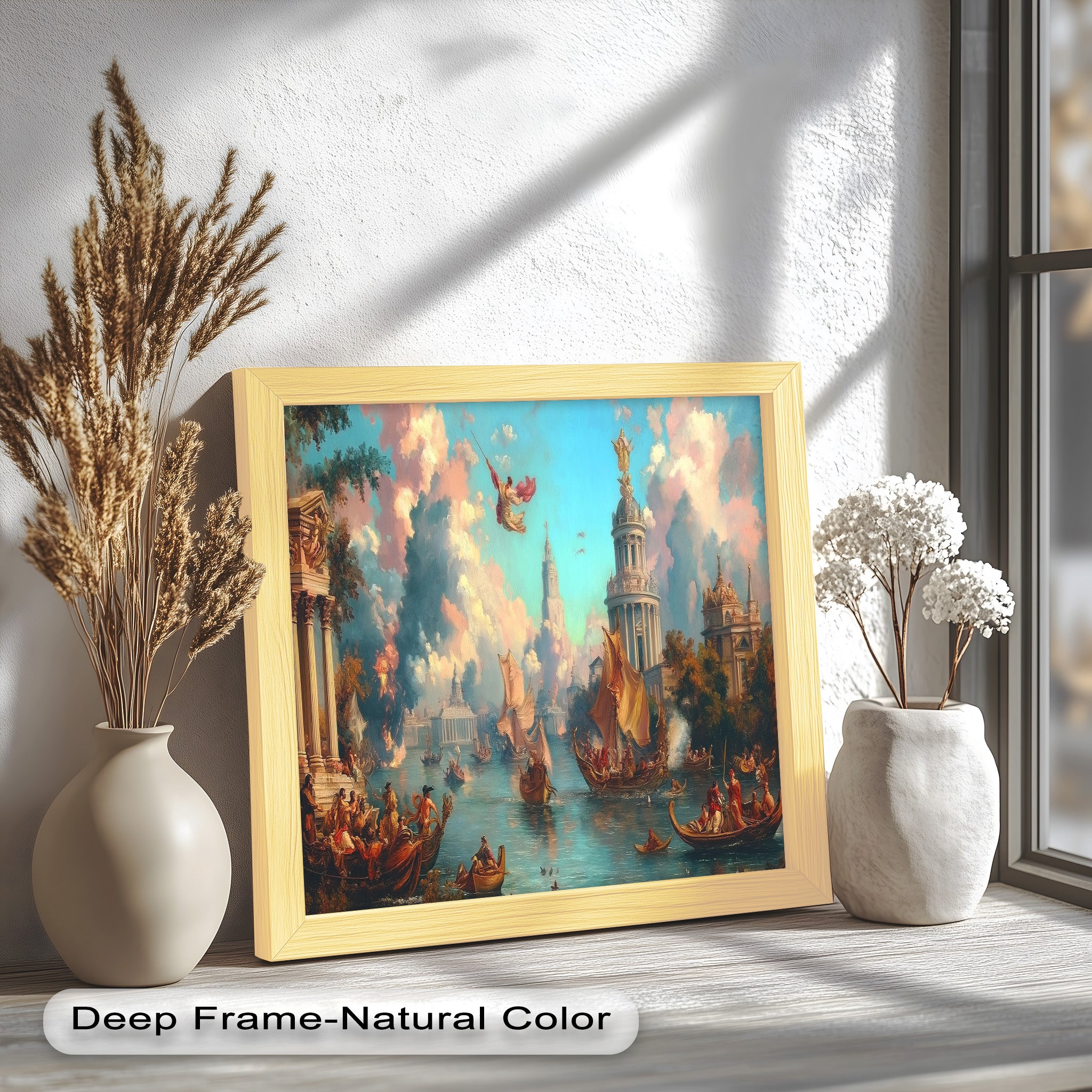 Baroque River Parade - Grand Venetian Fantasy Oil Painting | Hand-Painted Canvas Art for Home & Office Decor | Perfect for Living Room, Bedroom, or Gallery Wall Display