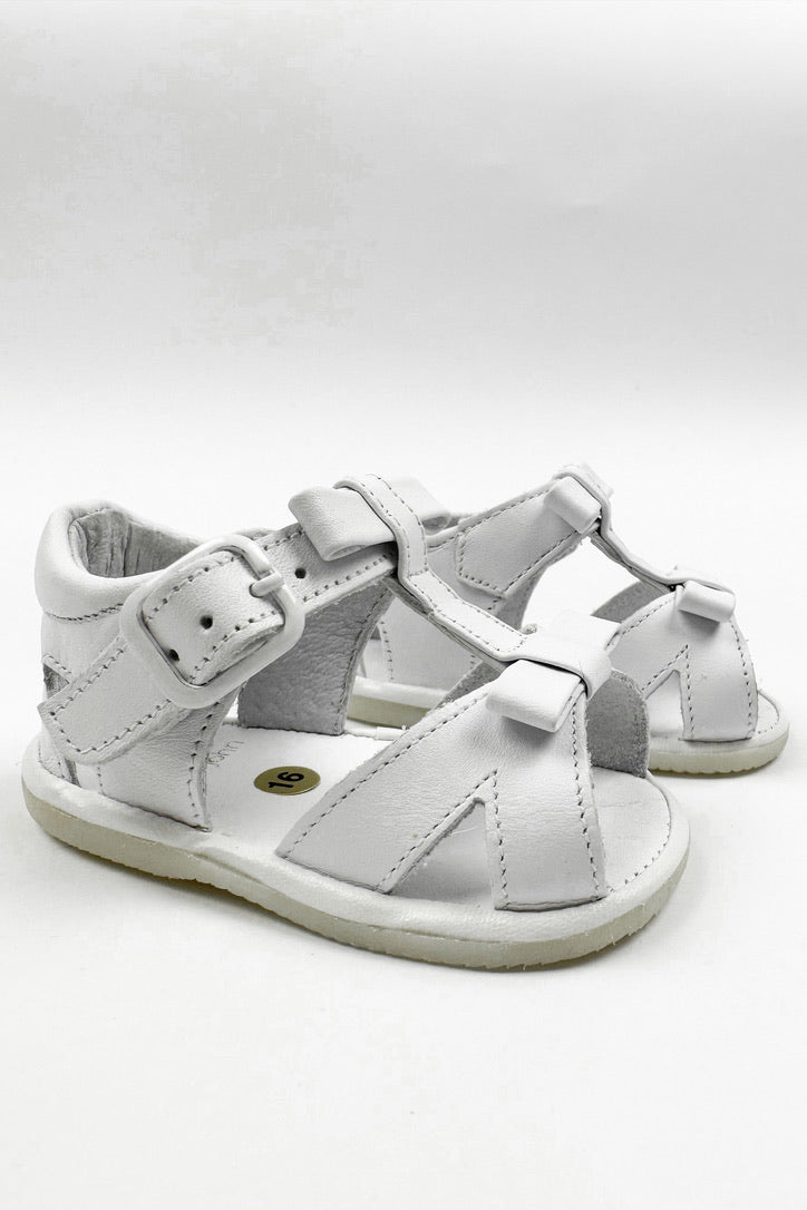 Gabriela Women's White Leather Sandals - Comfortable Summer Casual Shoes Size UK 0-4 | Perfect for Beach, Vacation & Everyday Wear