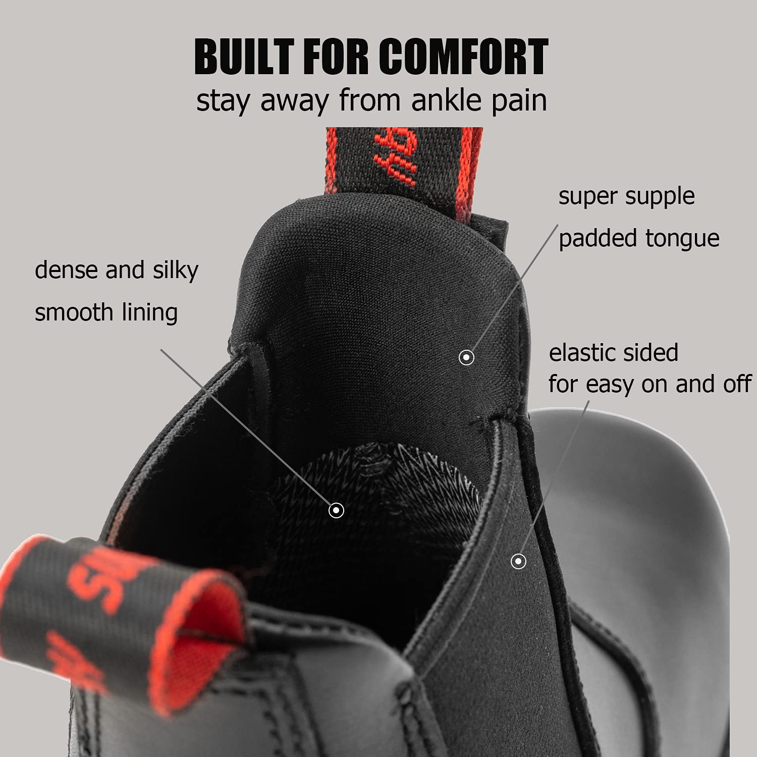 SUREWAY Men's Slip-On Work Boots - Waterproof & Slip-Resistant, Composite Safety Toe, Anti-Static - Industrial Construction & Fire Station Mechanic Chelsea Boots (Size 7.5) - Perfect for Heavy Duty Work, Outdoor Labor & Emergency Response Scenarios