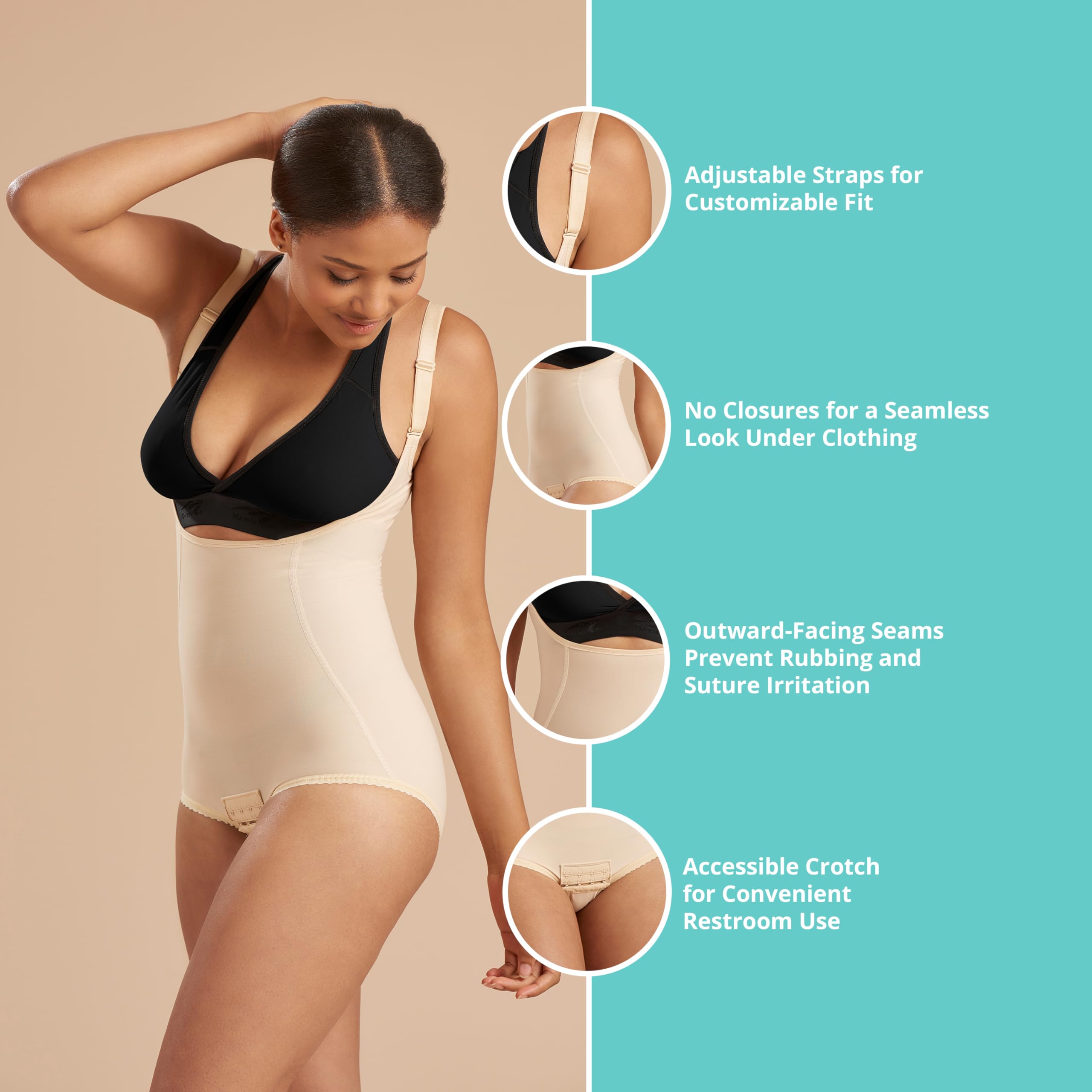 MARENA SFBHA2 Women's Post-Surgical Shapewear Girdle - High Back Support, No Closure Bikini-Length for Comfort & Recovery | Ideal for Postpartum, Tummy Tuck & C-Section Recovery