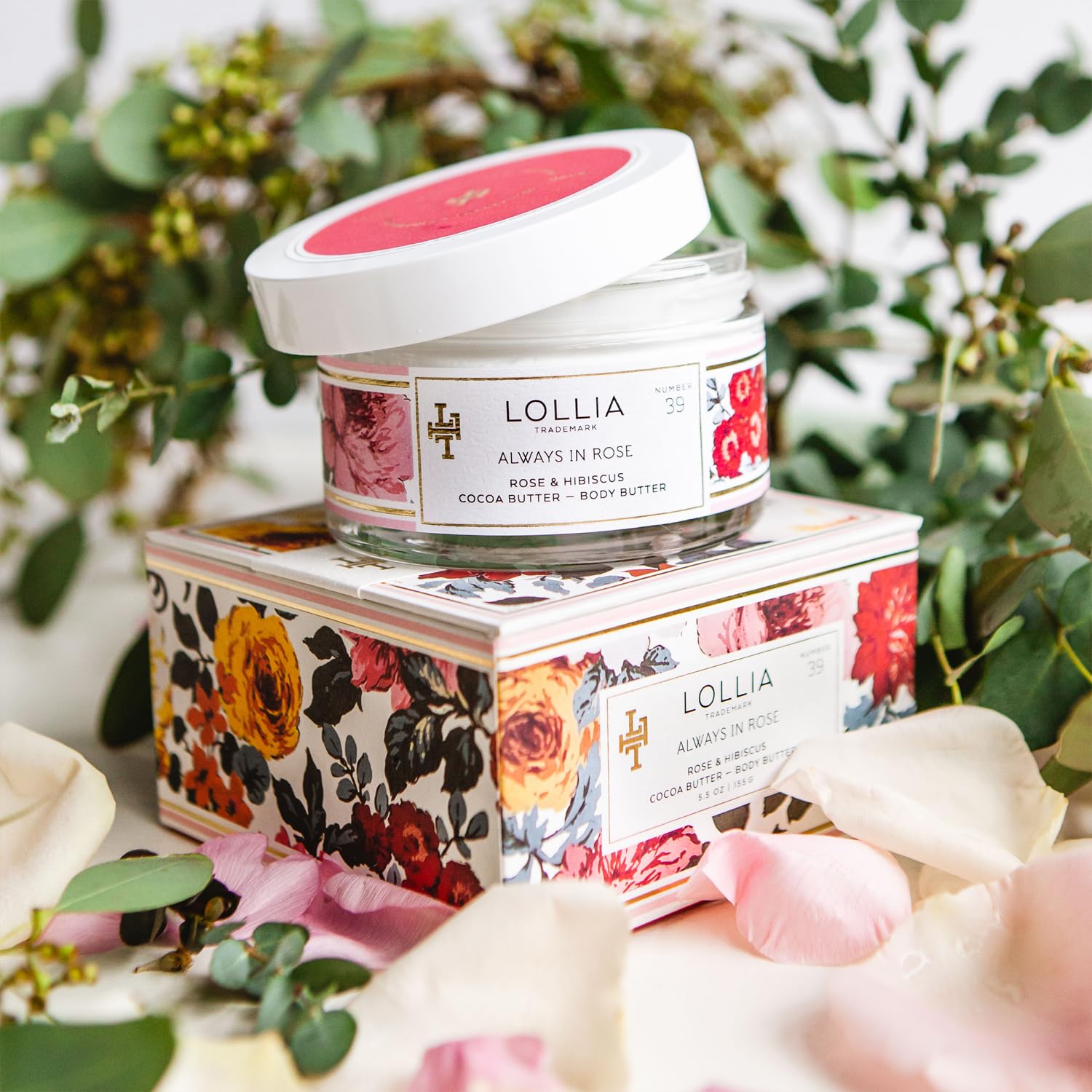Lollia Always In Rose Whipped Body Butter - Luxurious Hydrating Moisturizer for Dry Skin | Perfect for Daily Use & Gift Giving