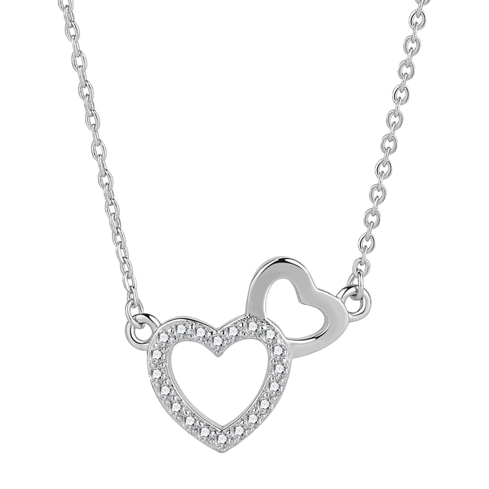 Elegant Rose Gold Cross Necklace for Women - Heart Hollow Pendant with Silver Chain, Minimalist Clavicle Jewelry for Everyday Wear, Perfect Gift for Her | Also Available in Men's Cross Necklace Design for Stylish Layering