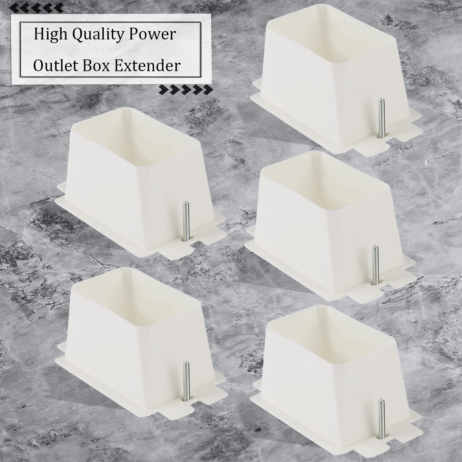 5PCS BE1-2 Electrical Outlet Box Extenders with 10PCS Screws - 1-Gang White Plastic Box Extender for Power Outlets - Perfect for Home Renovation, Electrical Upgrades and DIY Projects