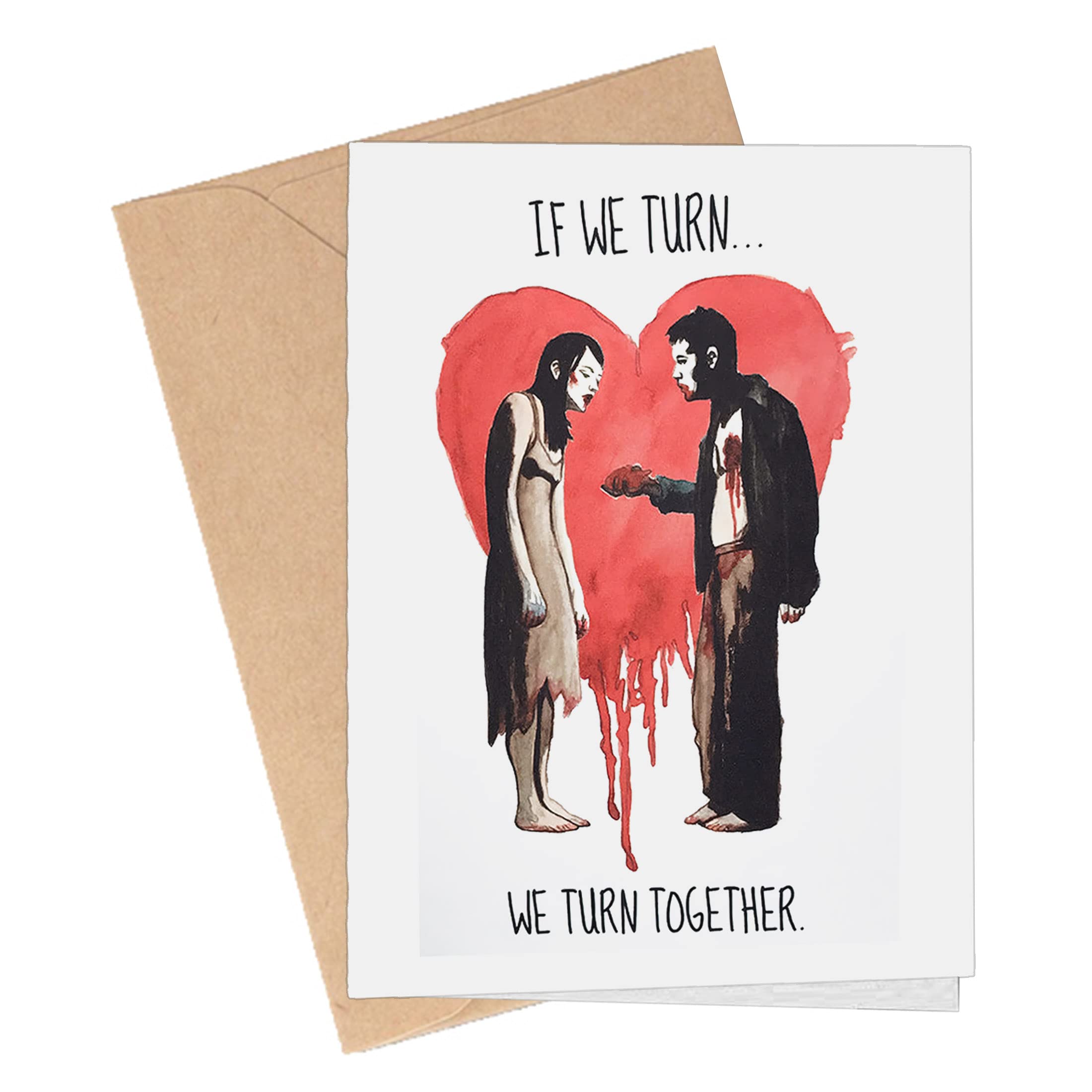 Funny Zombie Love Valentine's Day Card - Unique Zombie Apocalypse Greeting Card for Anniversaries, Birthdays & Christmas - Perfect Nerdy Romantic Gift for Couples (1-Pack) - Great for Valentine's Surprises, Geeky Date Nights & Apocalypse-Themed Parties