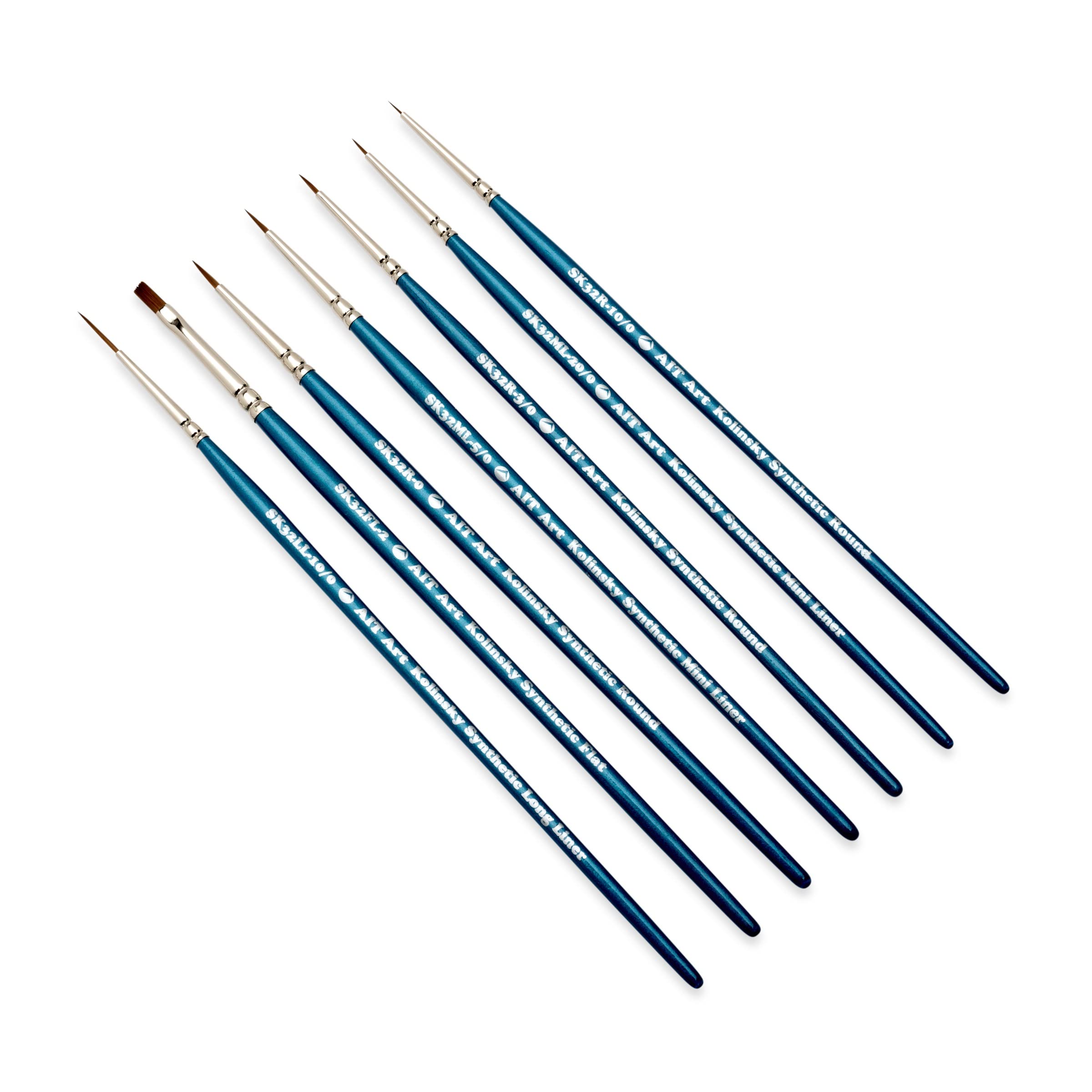 Premium AIT Art Select 7-Piece Detail Paint Brush Set - Synthetic Kolinsky Sable Hair - Made in USA for Fine Art & Miniature Painting - Perfect for Watercolor, Acrylics, Oil Painting & Model Detailing