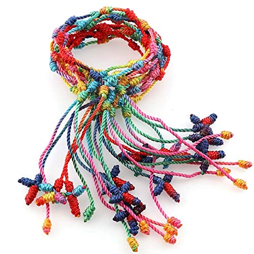 Handmade Multicolor Rope Knotted Cross Rosary Bracelets - 12 Pack Religious Gifts for Women & Men, Perfect for Prayer, Baptism, First Communion & Everyday Faith Jewelry