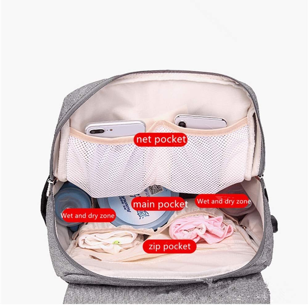 Snapwish Baby Diaper Backpack - Large Waterproof Nappy Changing Bag with USB Charging Port for Moms & Dads - Perfect for Travel, Daycare & Family Outings