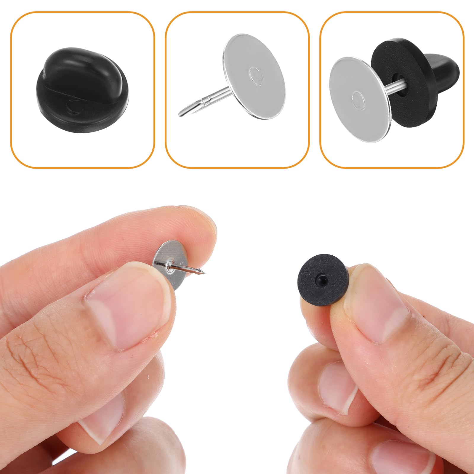 Giantree 90Pcs Locking Pin Backs with Blank Pins - for Brooches, Lapel & Hat Pins - Secure Fastening Solution