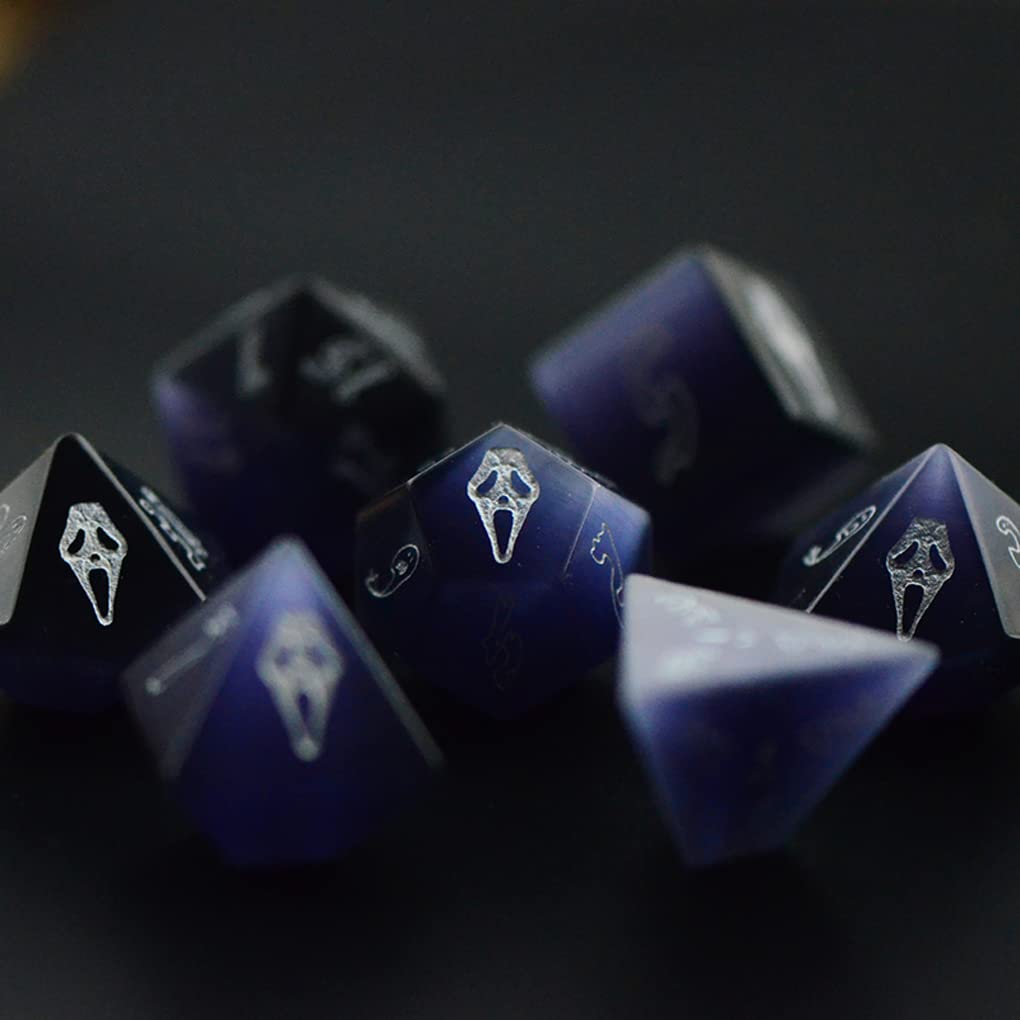 LANGWEI D&D Dice Set - 7-Piece Purple Opal Polyhedral Dice for Dungeons & Dragons, Pathfinder, RPG Tabletop Games | Perfect for TRPG Sessions, DND Campaigns & Fantasy Roleplaying Adventures
