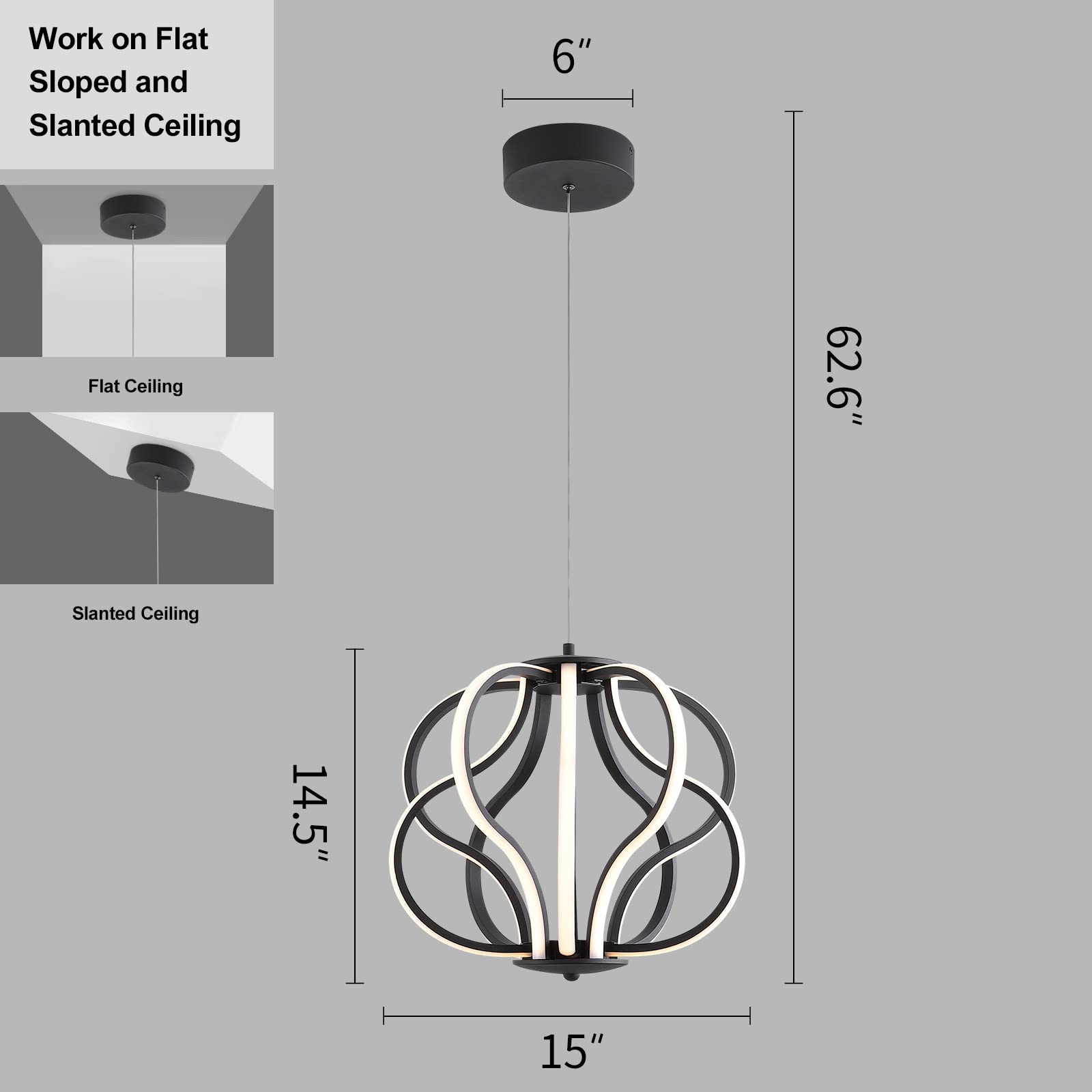 Modern Black LED Chandelier - 10-Light Hanging Pendant Lighting Fixture with Easy Installation for Dining Room, Living Room, Bedroom, Kitchen & Hallway - Perfect for Home Decor and Ambient Lighting