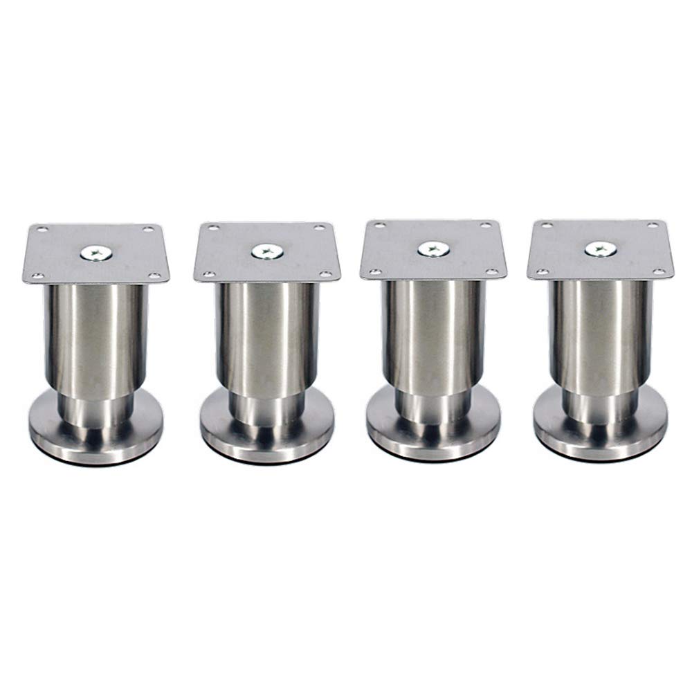 4 Pack Stainless Steel Adjustable Furniture Legs - Heavy Duty Metal Cabinet Legs for Kitchen, Table, Sofa & DIY Projects - Rustproof Support Feet for Home & Office Use