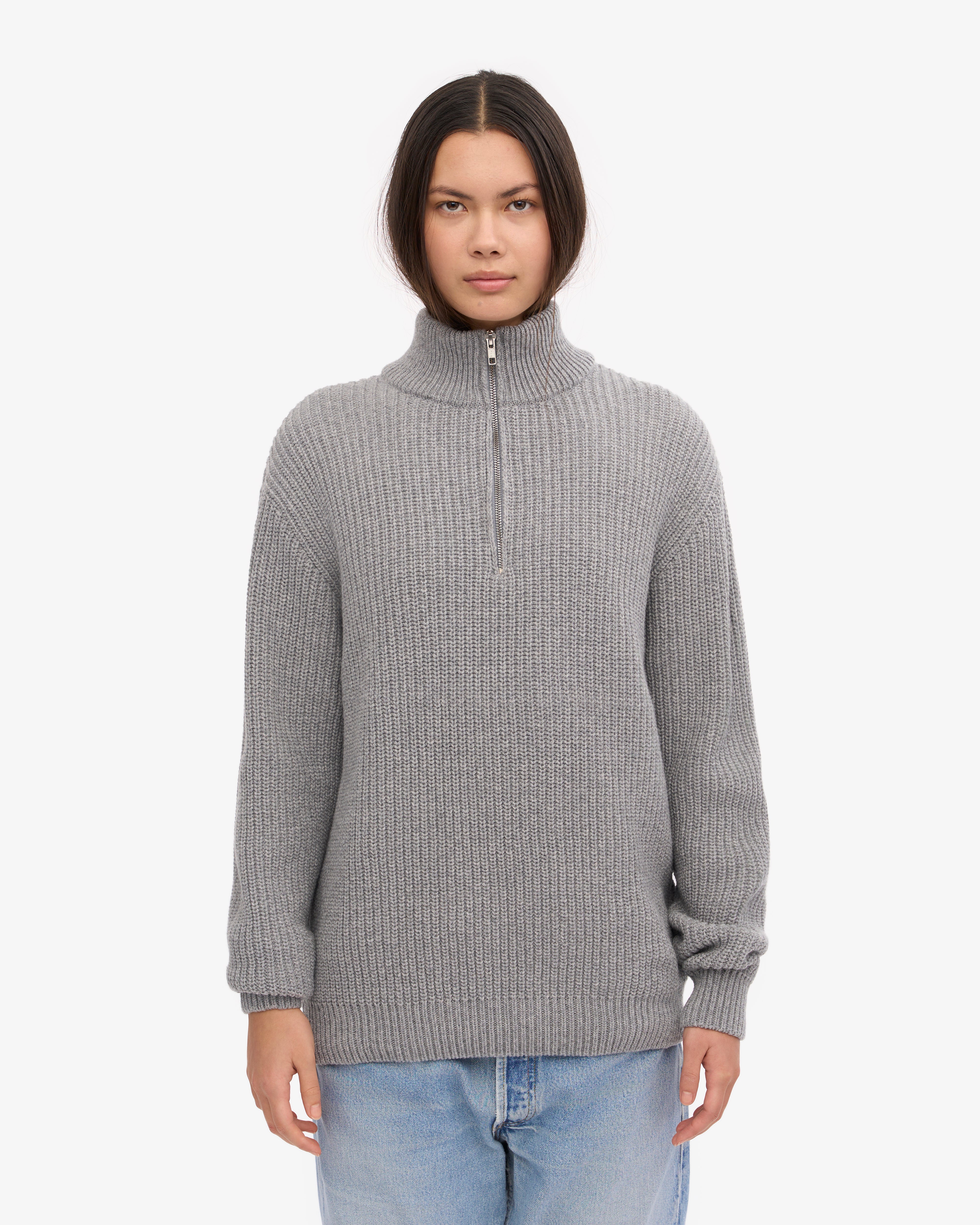 Premium Merino Wool Quarter Zip Sweater for Men & Women - Heather Grey - Comfortable & Breathable for Outdoor Activities & Casual Wear