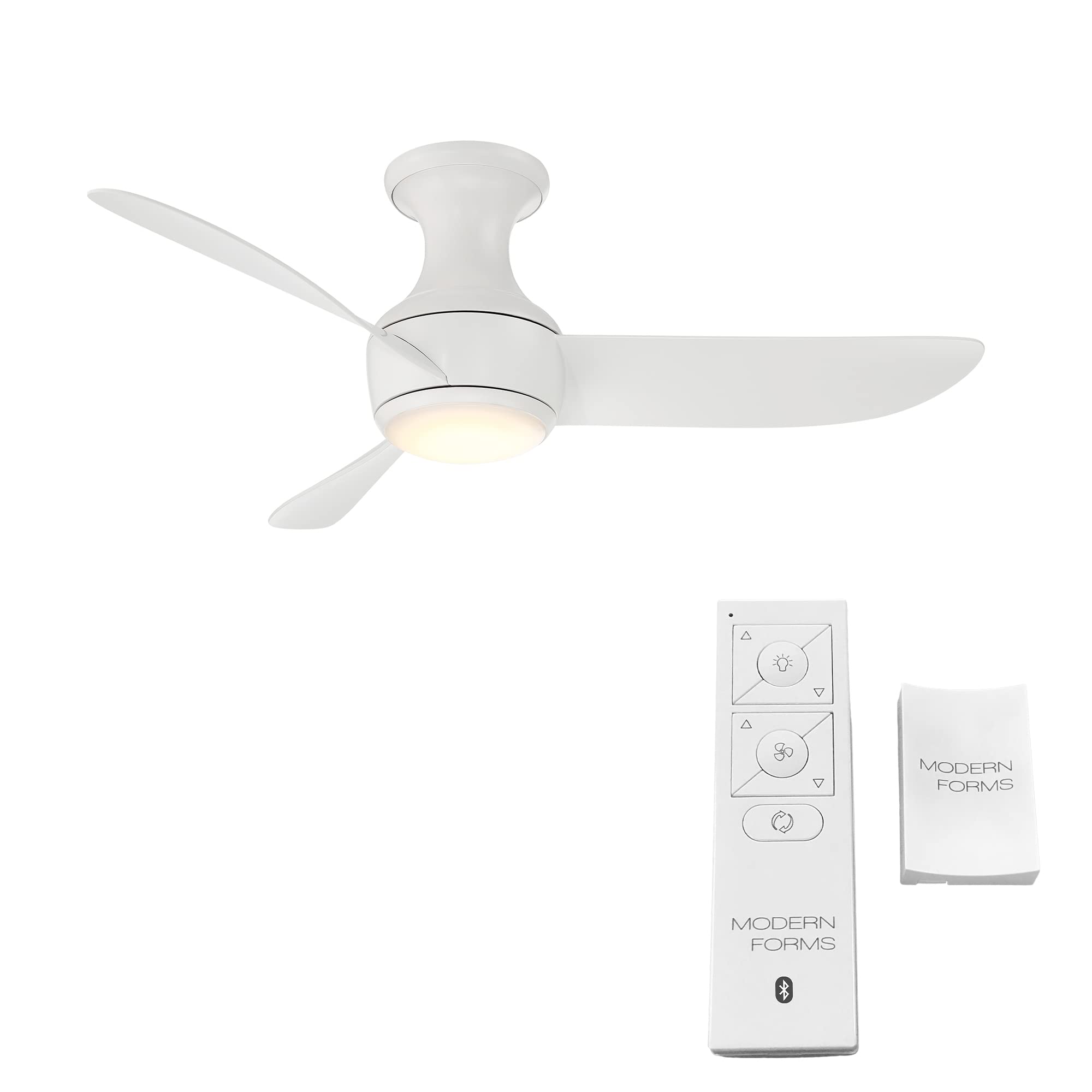 Corona Smart 44in 3-Blade Flush Mount Ceiling Fan with 3000K LED Light Kit, Remote Control, Alexa & Google Assistant Compatible, Ideal for Living Room, Bedroom, and Patio