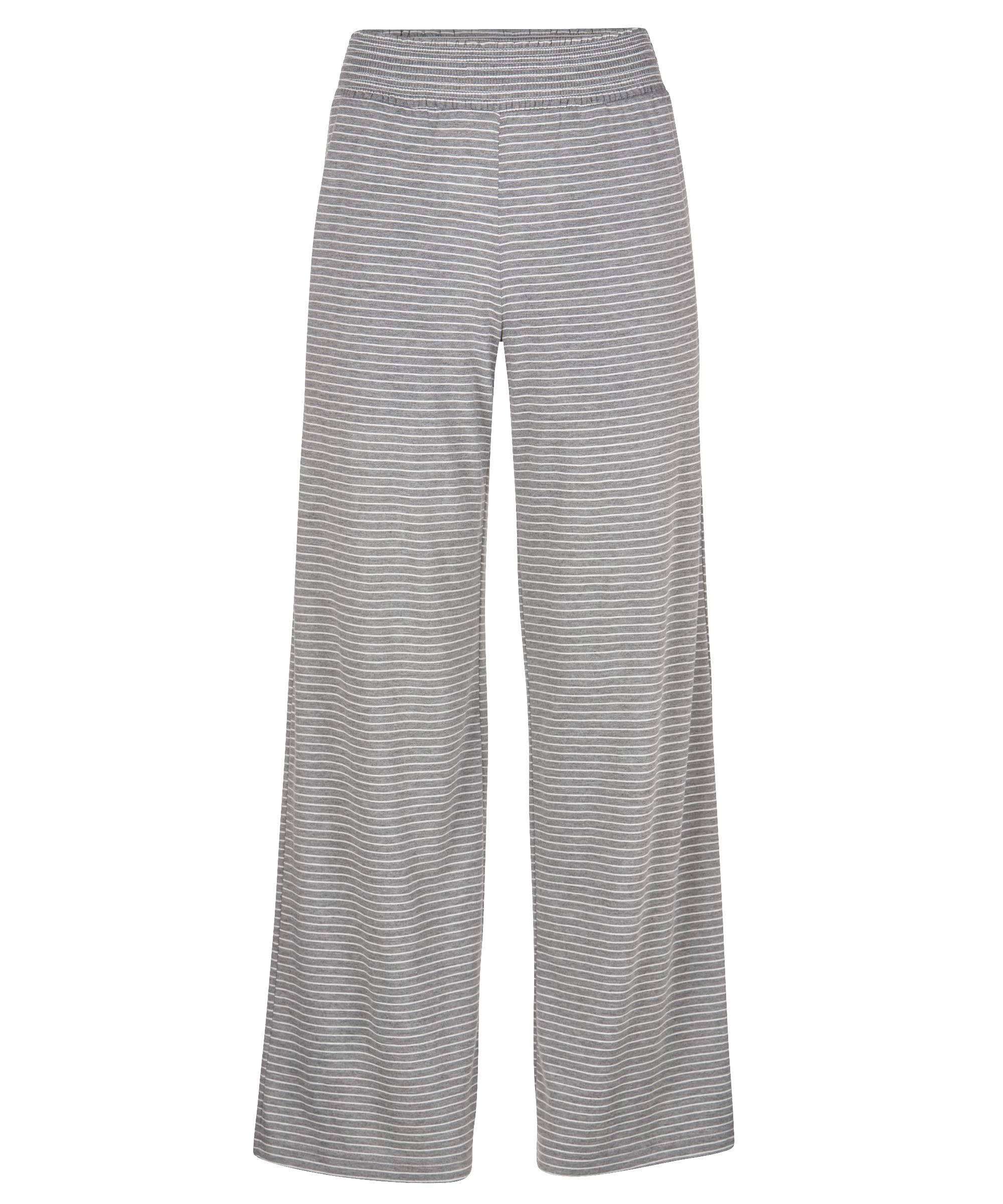 Boxercraft Evelyn Wide Leg Pants for Women - High Waisted Shirred Ruffled Waistband, Oxford White, Comfortable Stretch Fabric - Perfect for Office, Casual Wear & Special Occasions