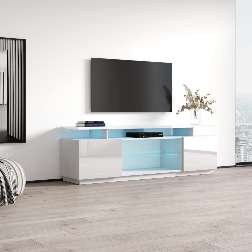 Modern Eva K TV Stand with Matte Glossy Finish - 80