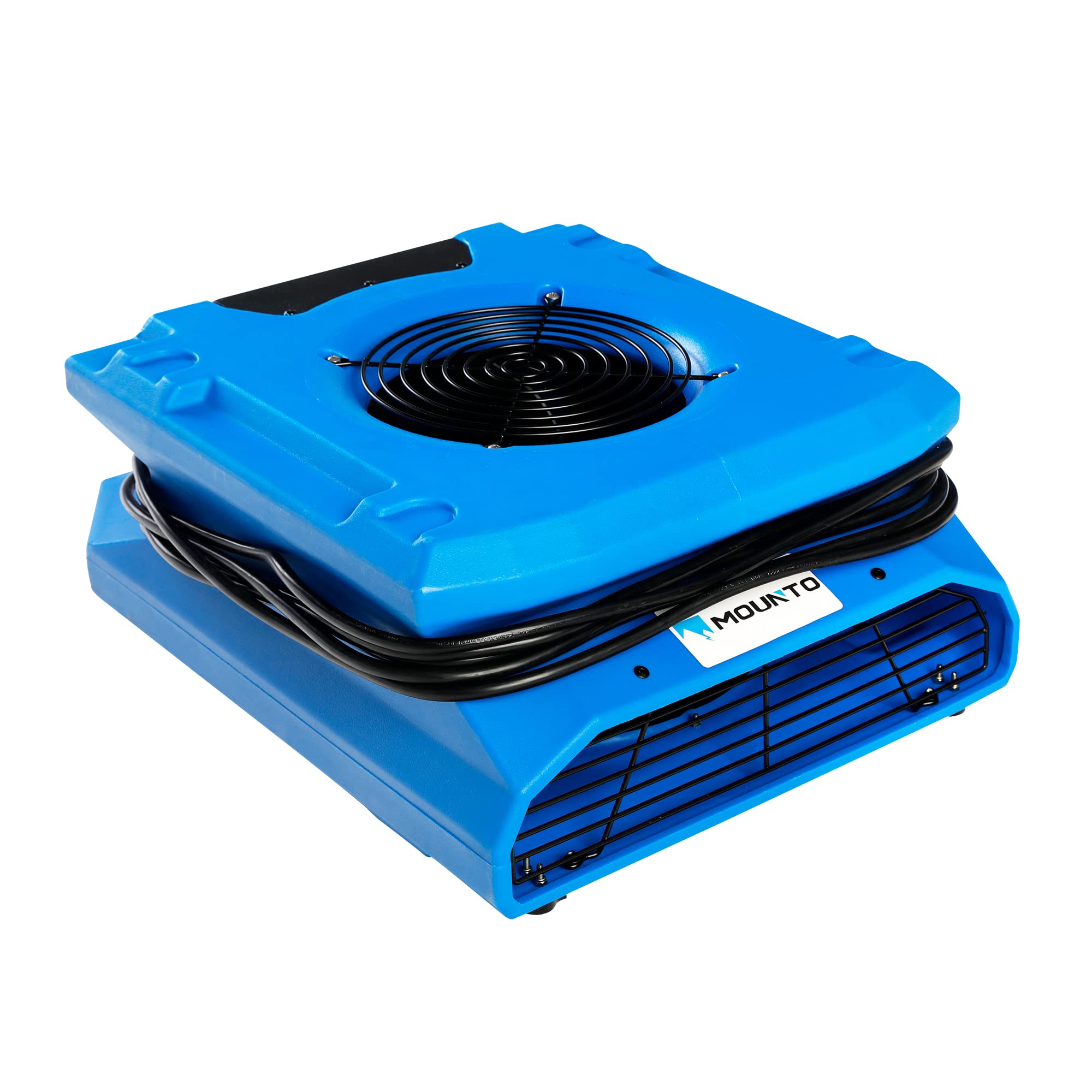 MOUNTO 1/4HP 1200CFM Low Profile Air Mover Carpet Dryer - 2 Speed Floor Fan with Dual GFCI Outlet, Stackable & Lightweight Air Blower - Perfect for Water Damage Restoration, Construction, Cleaning, Home Flooding & Basement Drying