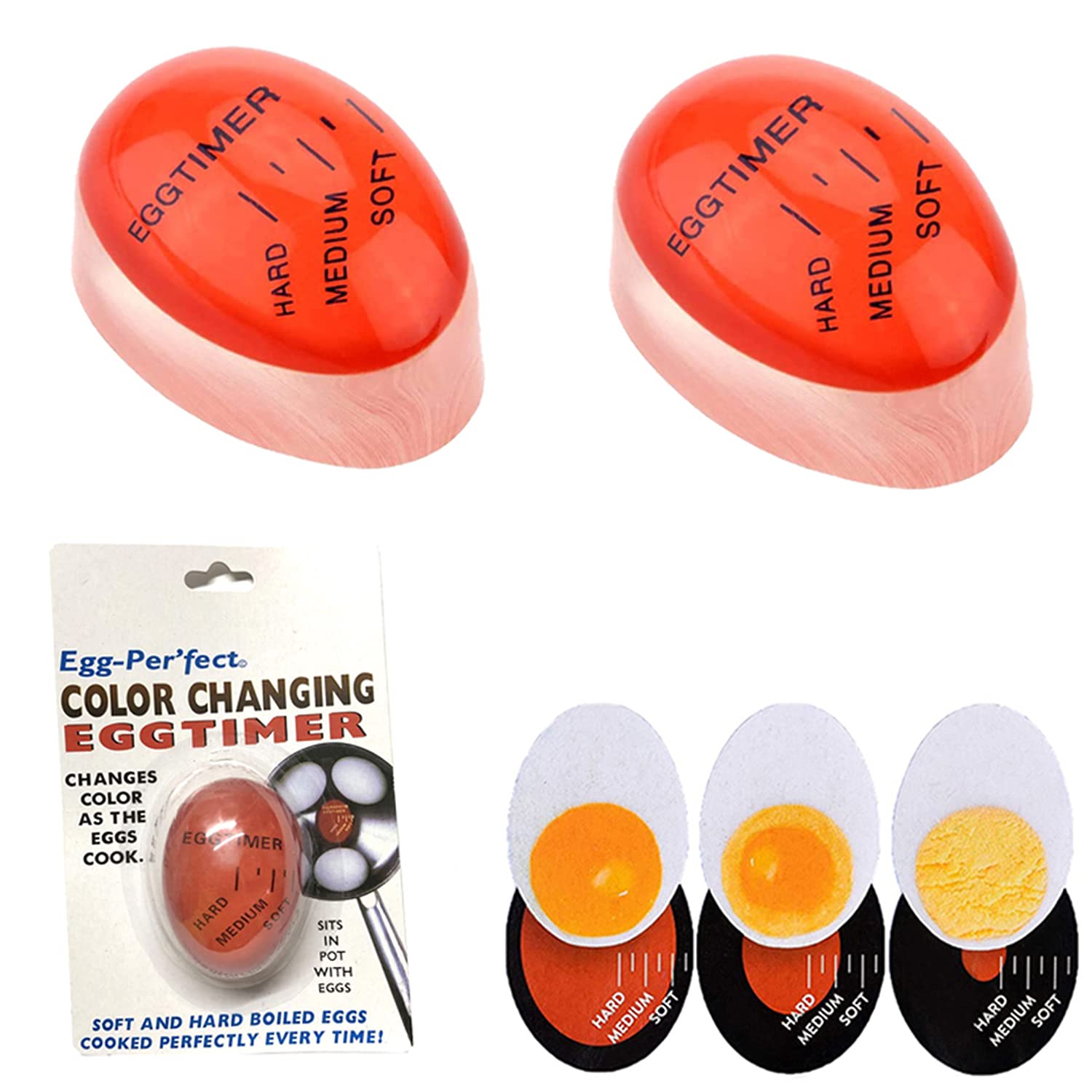 2-Pack Egg Timer for Perfect Boiled Eggs - Reusable, Color-Changing, Non-Toxic Kitchen Tool for Soft, Medium & Hard Boiled Eggs - Ideal for Breakfast, Meal Prep & Cooking Enthusiasts