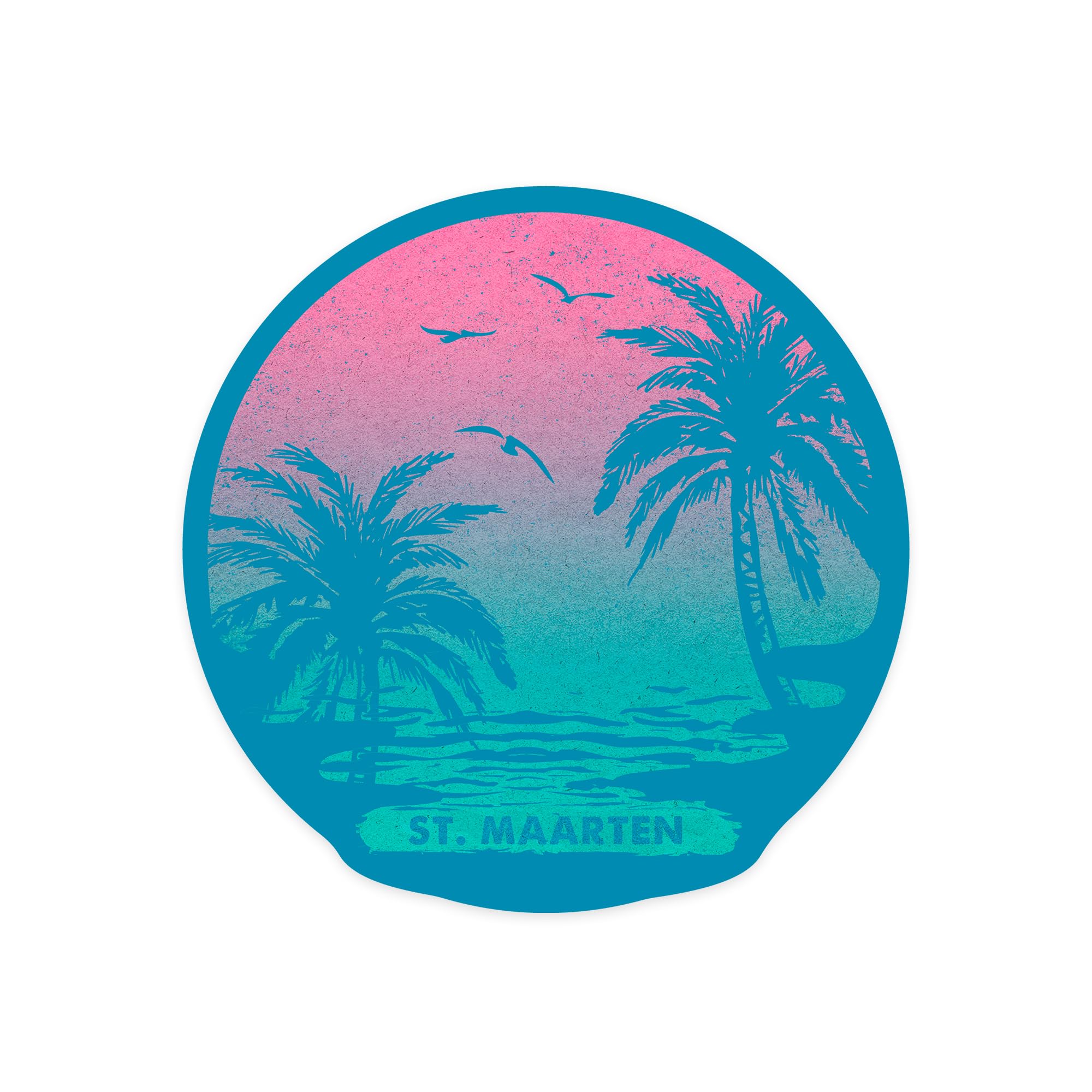 Premium Die-Cut Sticker of St Maarten Sunset with Palm Trees - 1 to 3 Inch Waterproof Vinyl Decal for Cars, Water Bottles, Laptops & Coolers - Perfect for Travel Lovers, Beach Decor & Personalizing Accessories