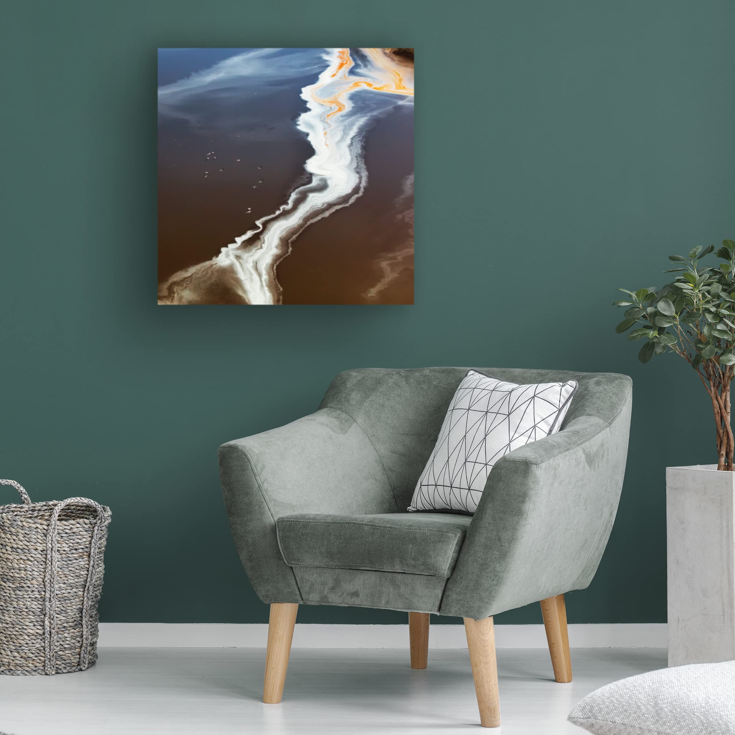 Jun Zuo 'Half Warm And Half Cold' Canvas Wall Art Print - Modern Abstract Painting for Living Room, Bedroom & Office Decor