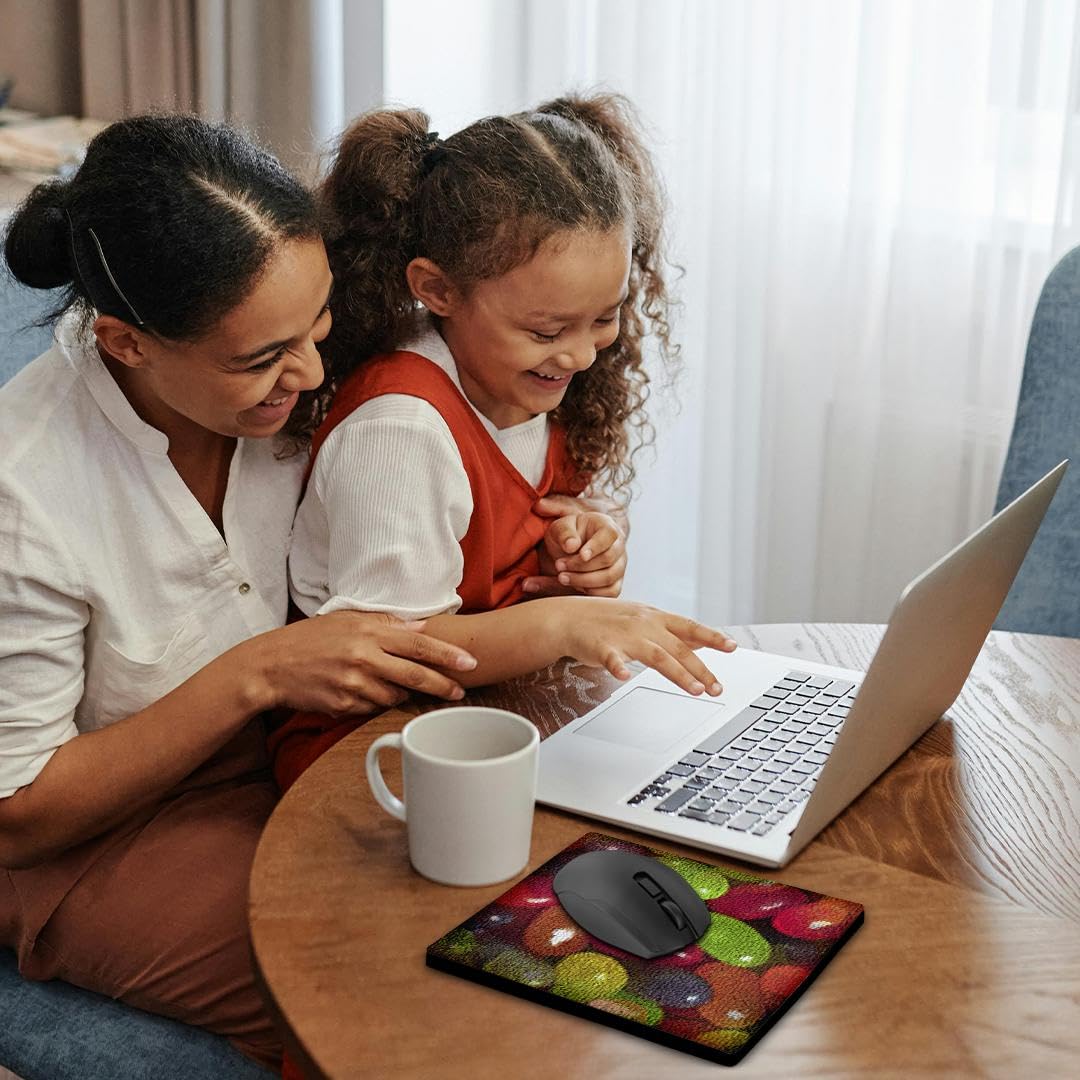 3D Rose Jellybeans in Mosaic Design Mouse Pad - Non-Slip Rubber Base, Smooth Surface for Computer & Gaming - Perfect for Office, Home, and Gaming Setups