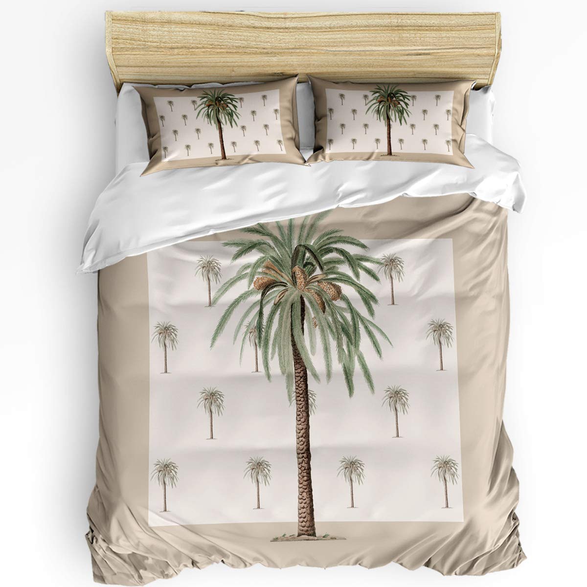 3-Piece Queen Size Bedding Set - Geometric Tropical Palm Trees Duvet Cover with Zipper Closure | Soft Comforter Cover for Kids, Teens & Adults | Perfect for Summer Bedrooms & Beach House Decor