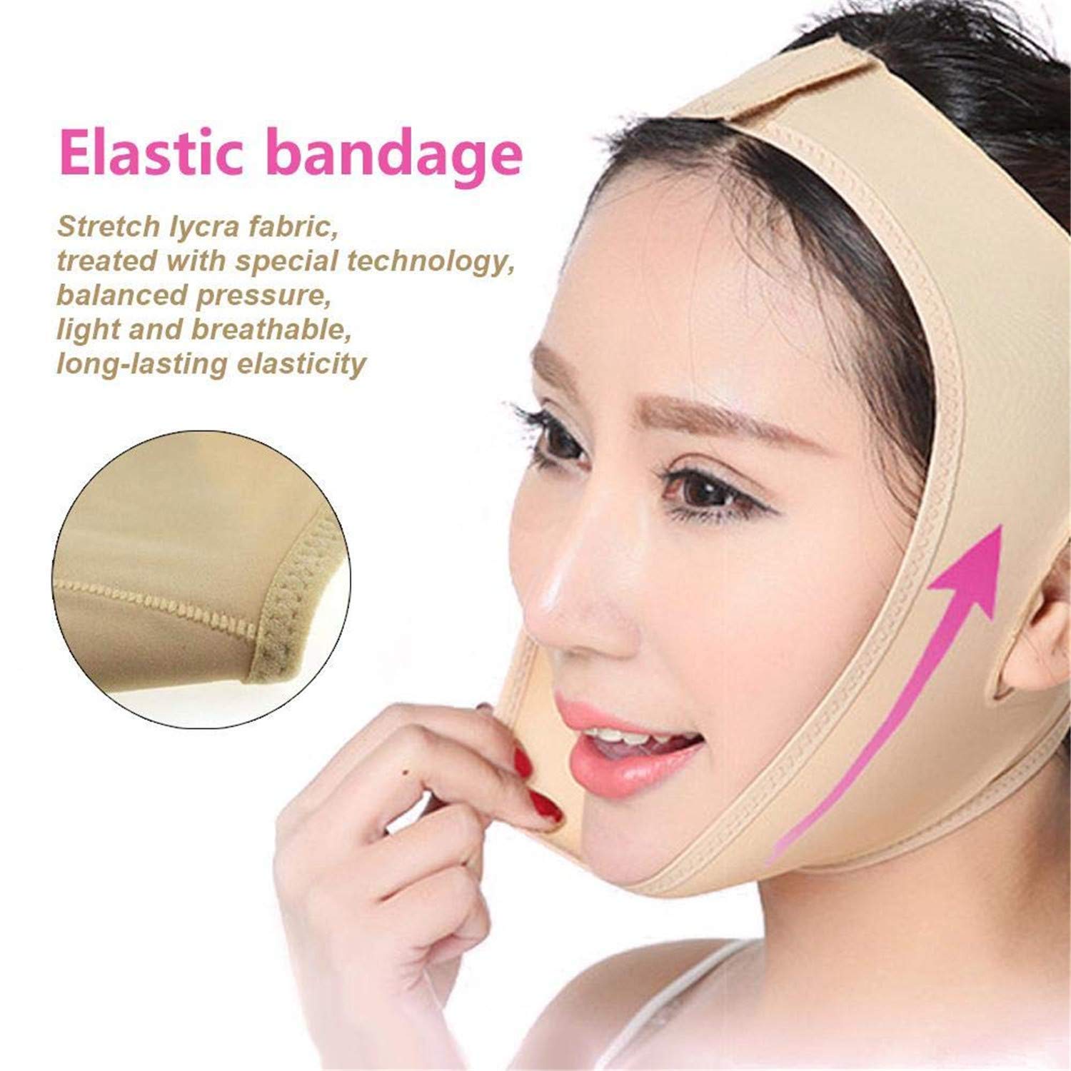 V Line Face Slimming Belt - Anti Wrinkle Chin Lift Strap & Cheek Contour Mask for Women (Size L) | Facial Slimming & Jawline Definition | Perfect for Daily Use, Yoga, or Sleep